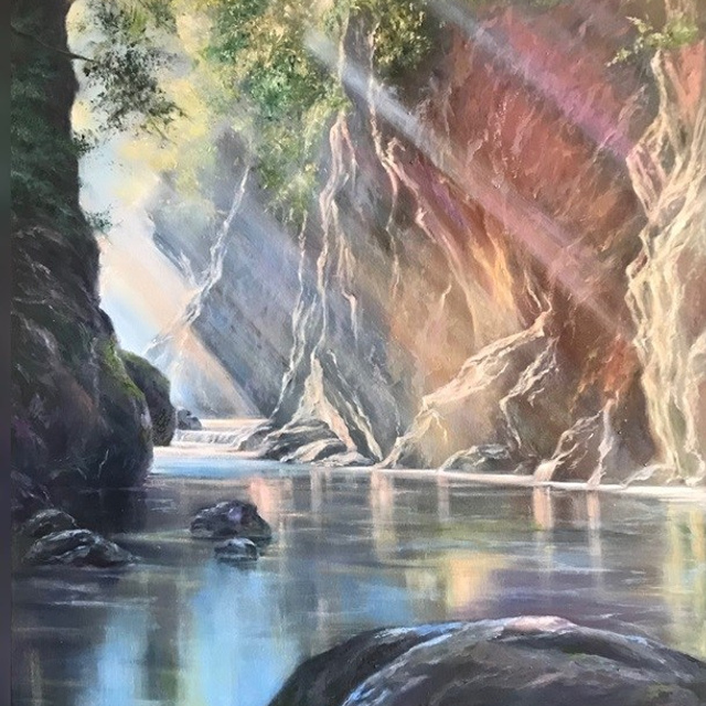 Картина - горное ущелье. Художник Ирэн Постольная