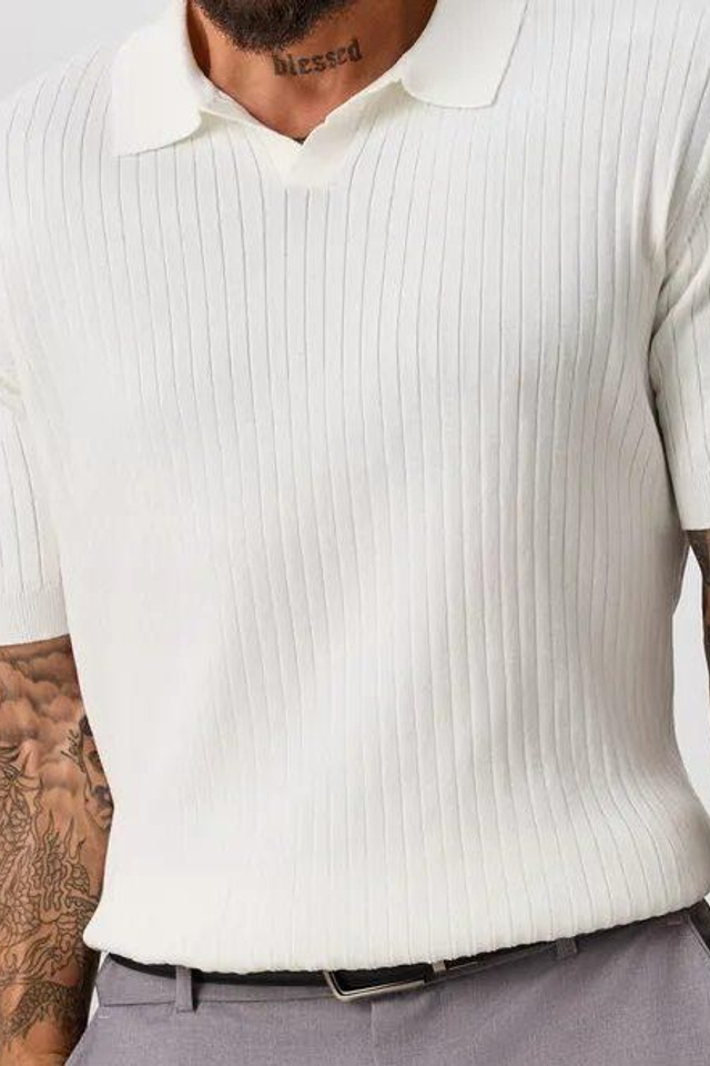 БЕЛОЕ ПОЛО В РУБЧИК XL