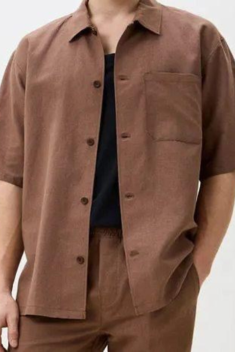 РУБАШКА ЛЬНЯНАЯ С КОРОТКИМ РУКАВОМ L