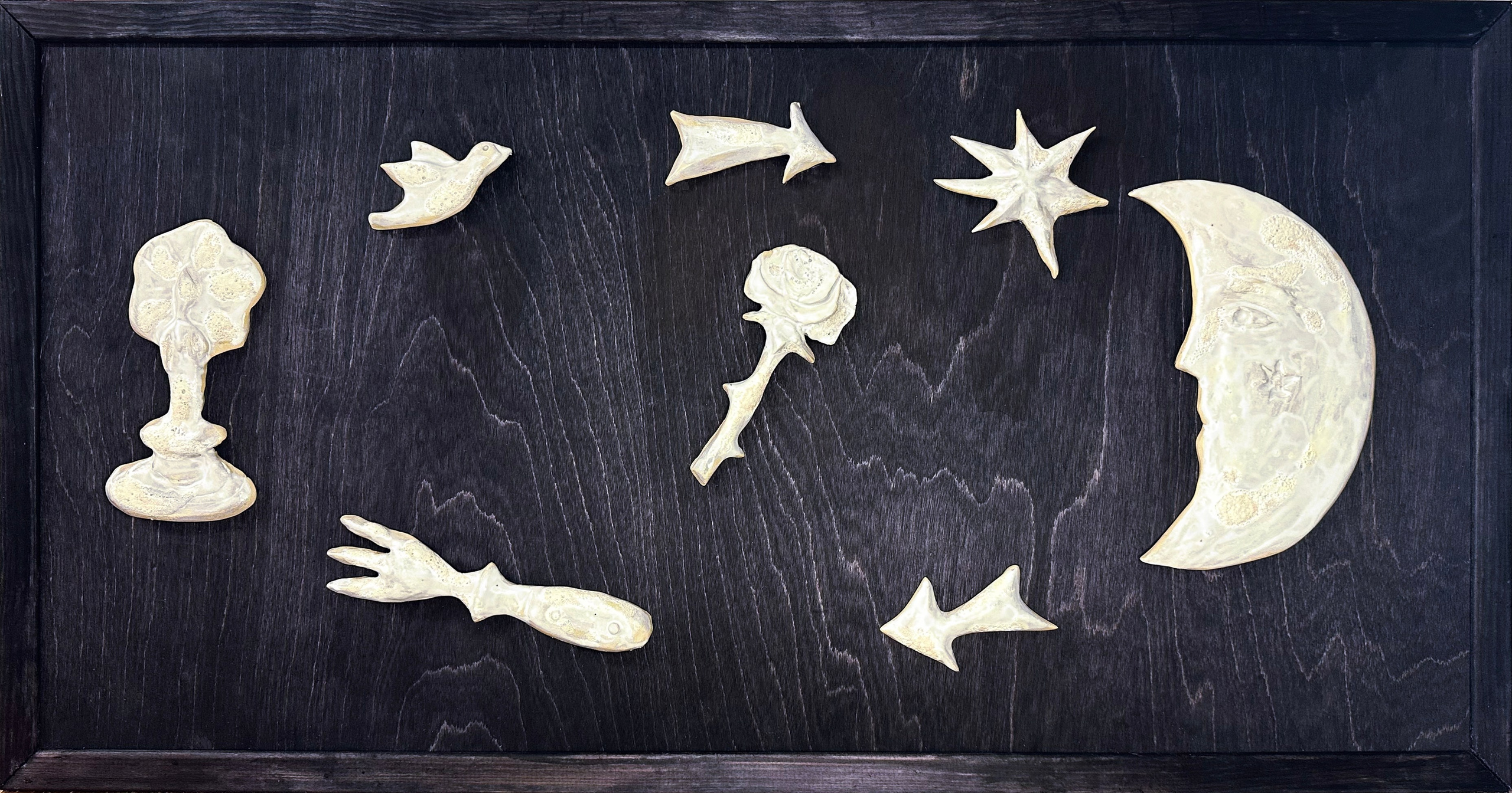 Metamorphosis №5, 2025, керамика, глазури, дерево, 80х40 см