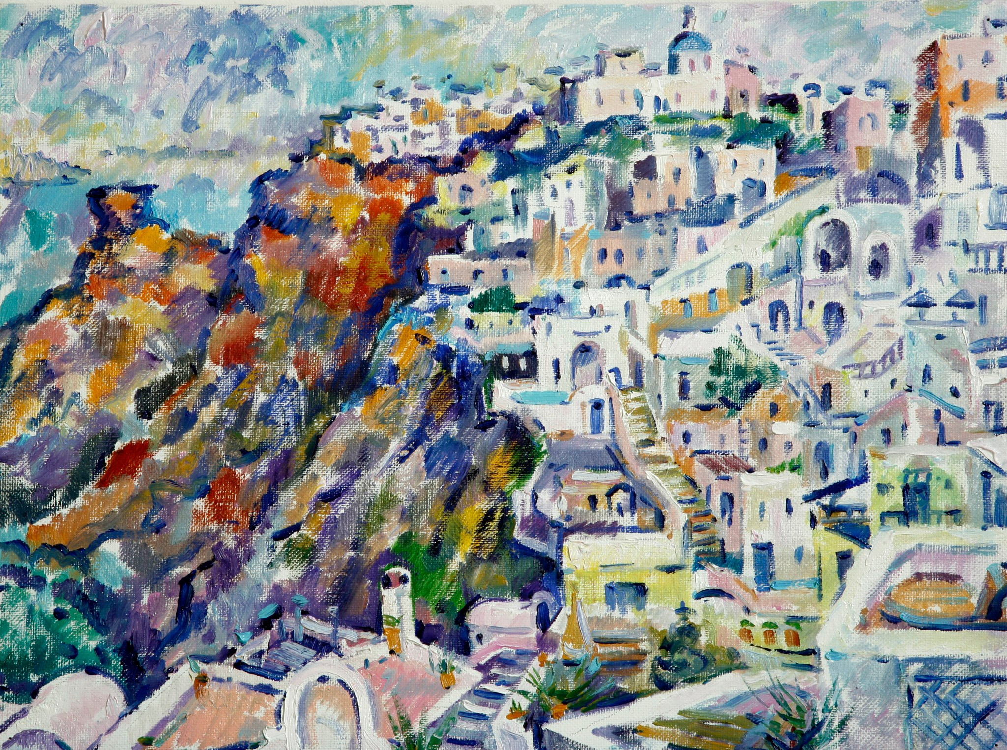 White houses with a cliff