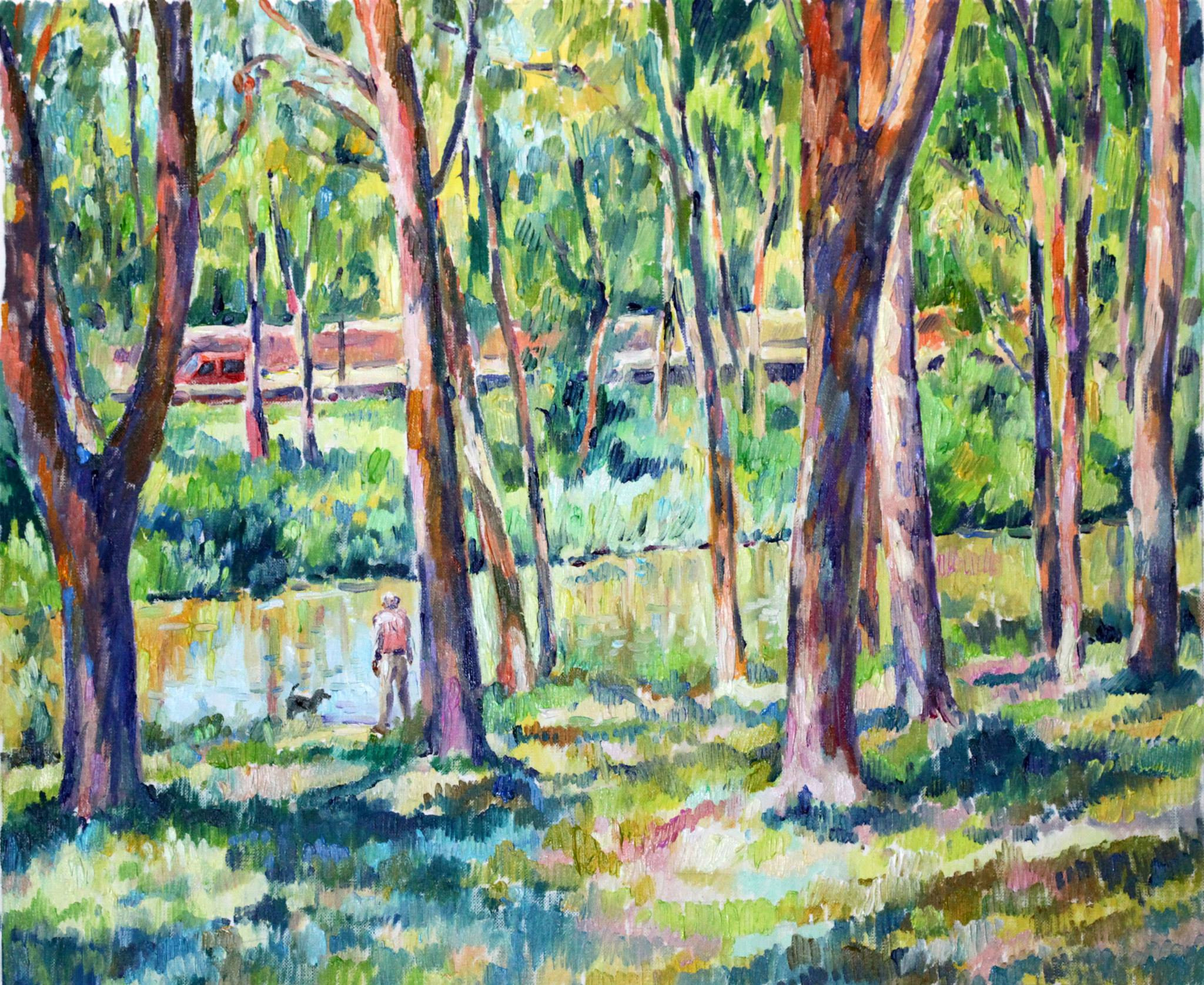 Green area on the bank of the Arlanzón River.