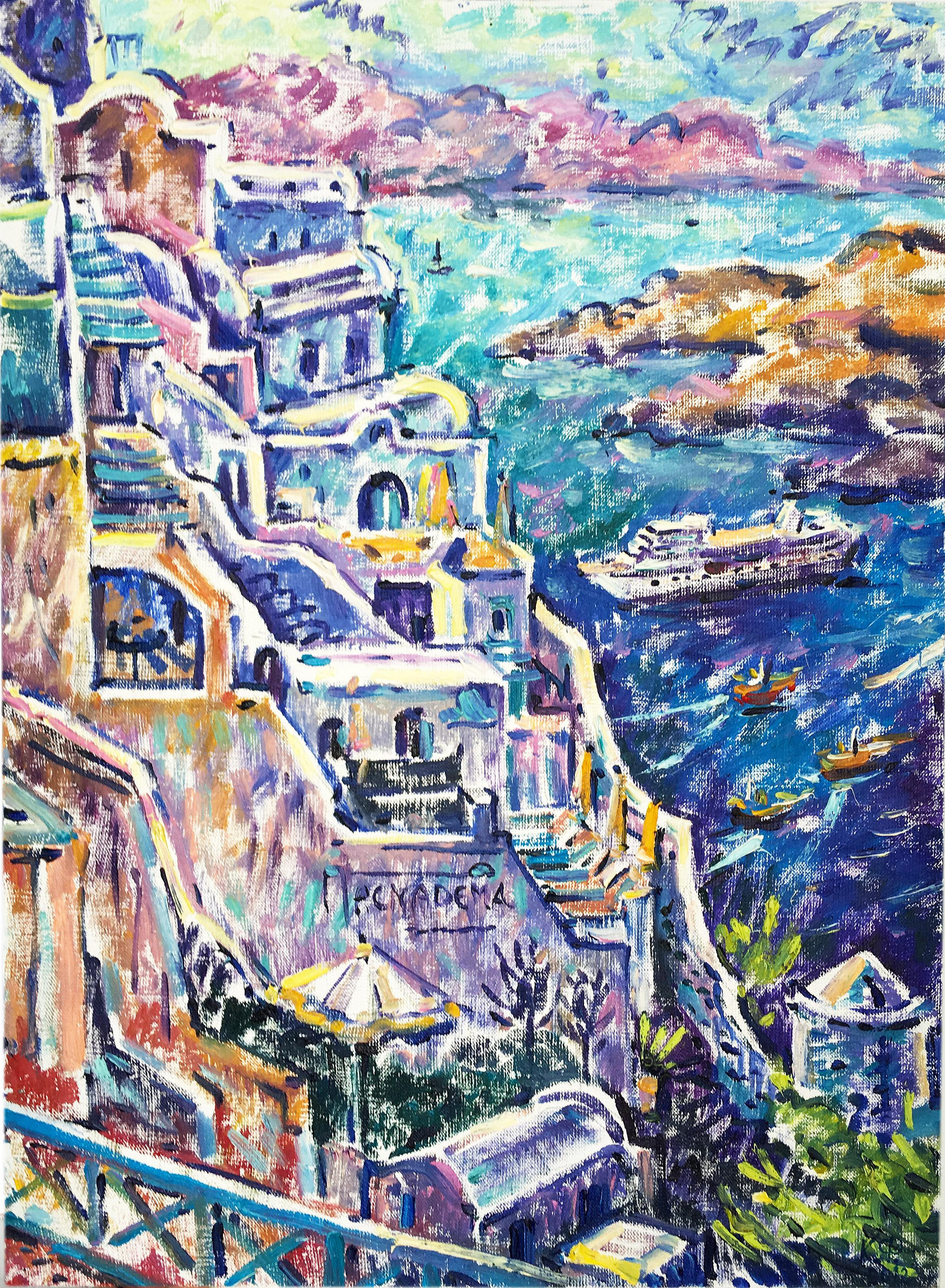 A precipitous slope of white houses