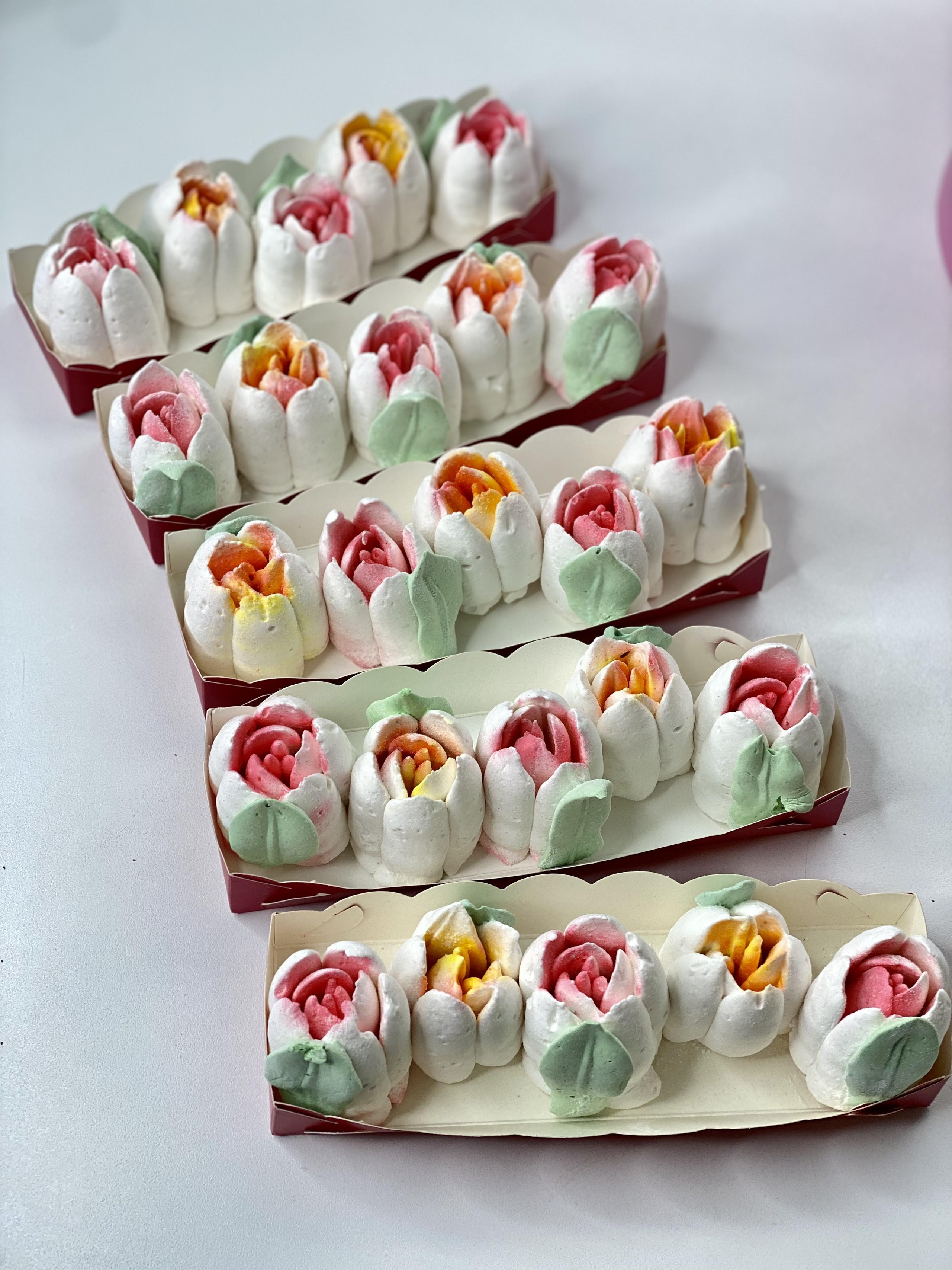 Тюльпаны из зефира в коробке. Katyasugarsugar капкейки, зефир, торты Москва