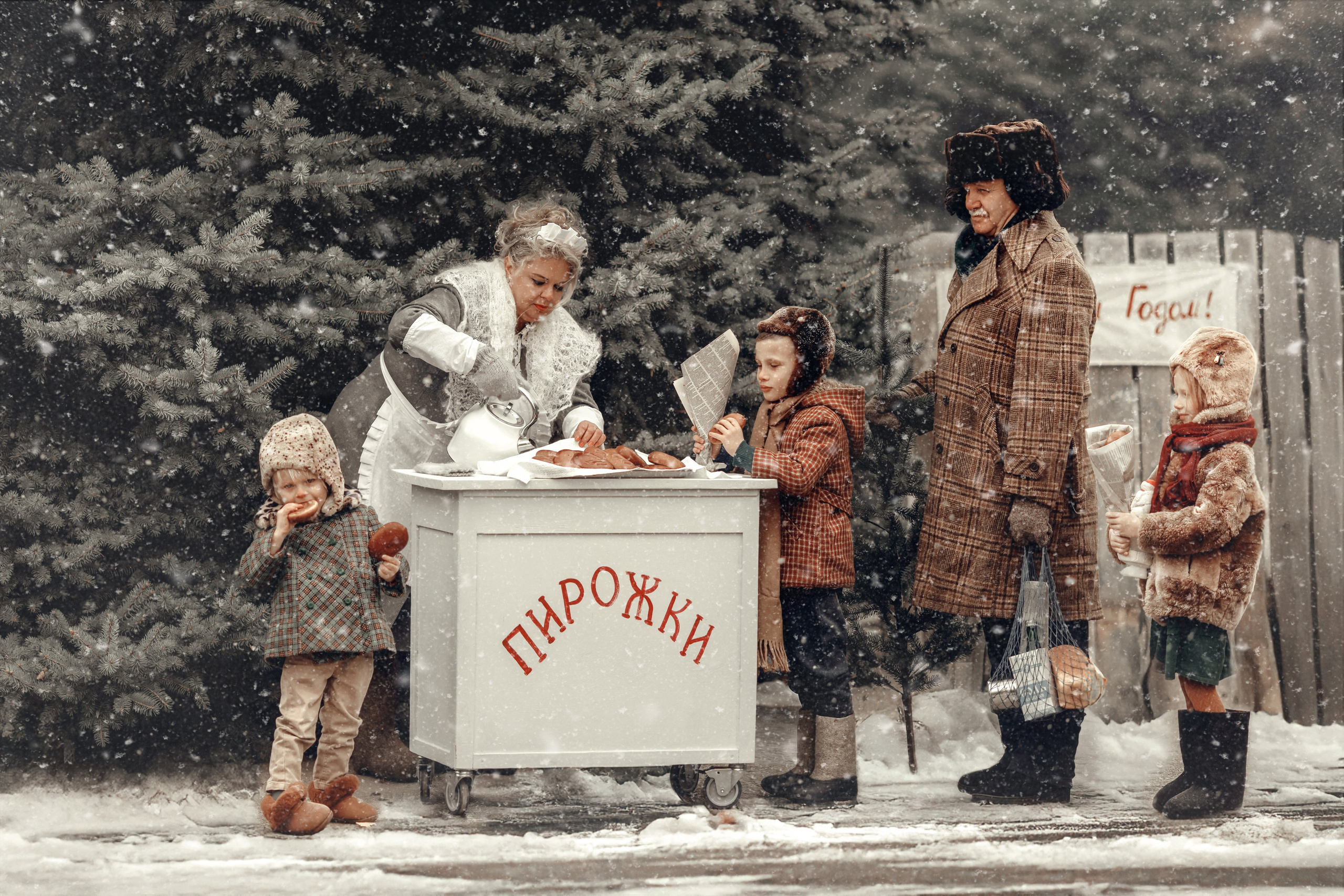 творческая съёмка, фотооткрытки, новый год, Карина Киль, СССР