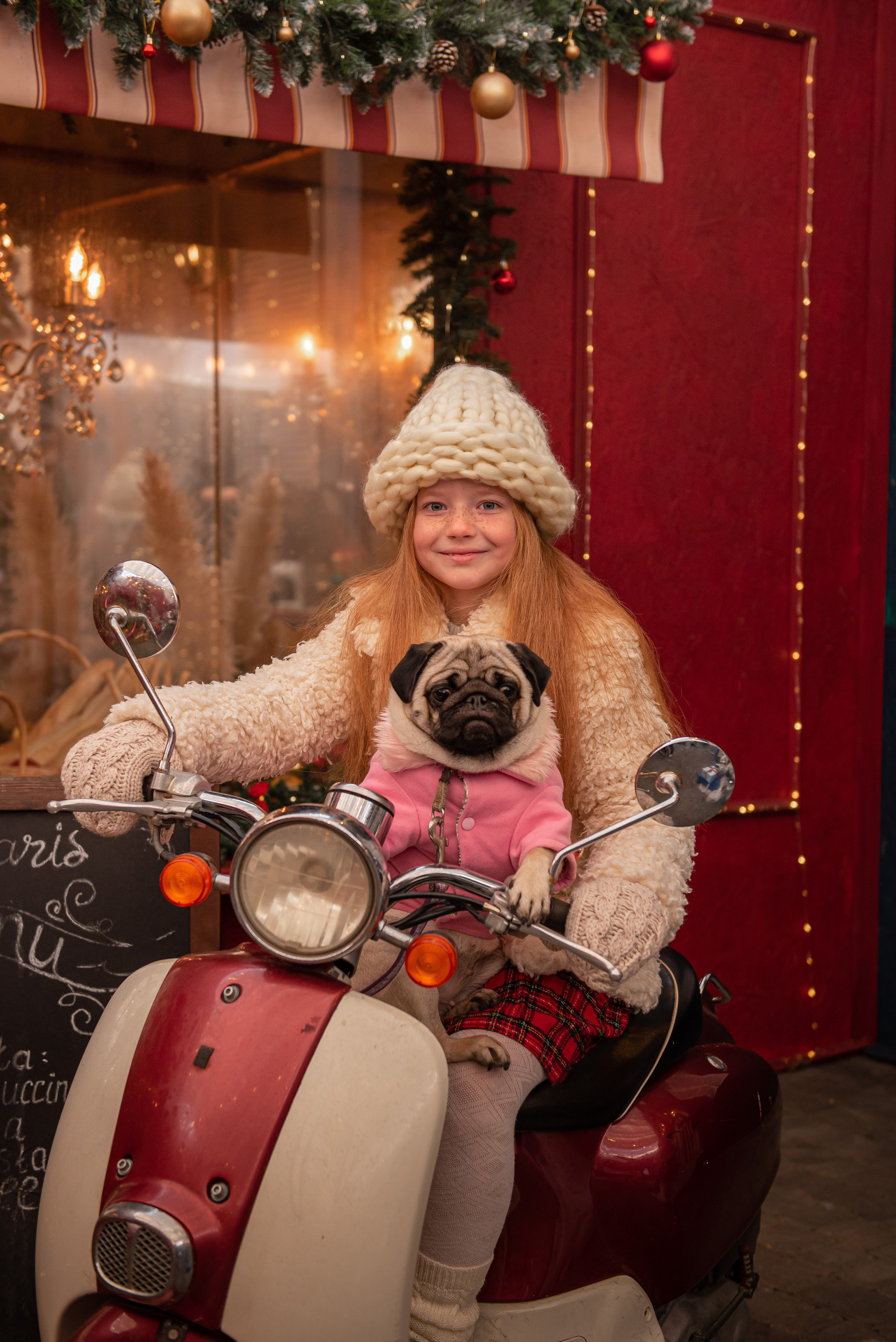 Новогодняя фотосессия Златочки и мопса Васьки. Семейный и детский фотограф в Краснодарском крае Натали Фищенко