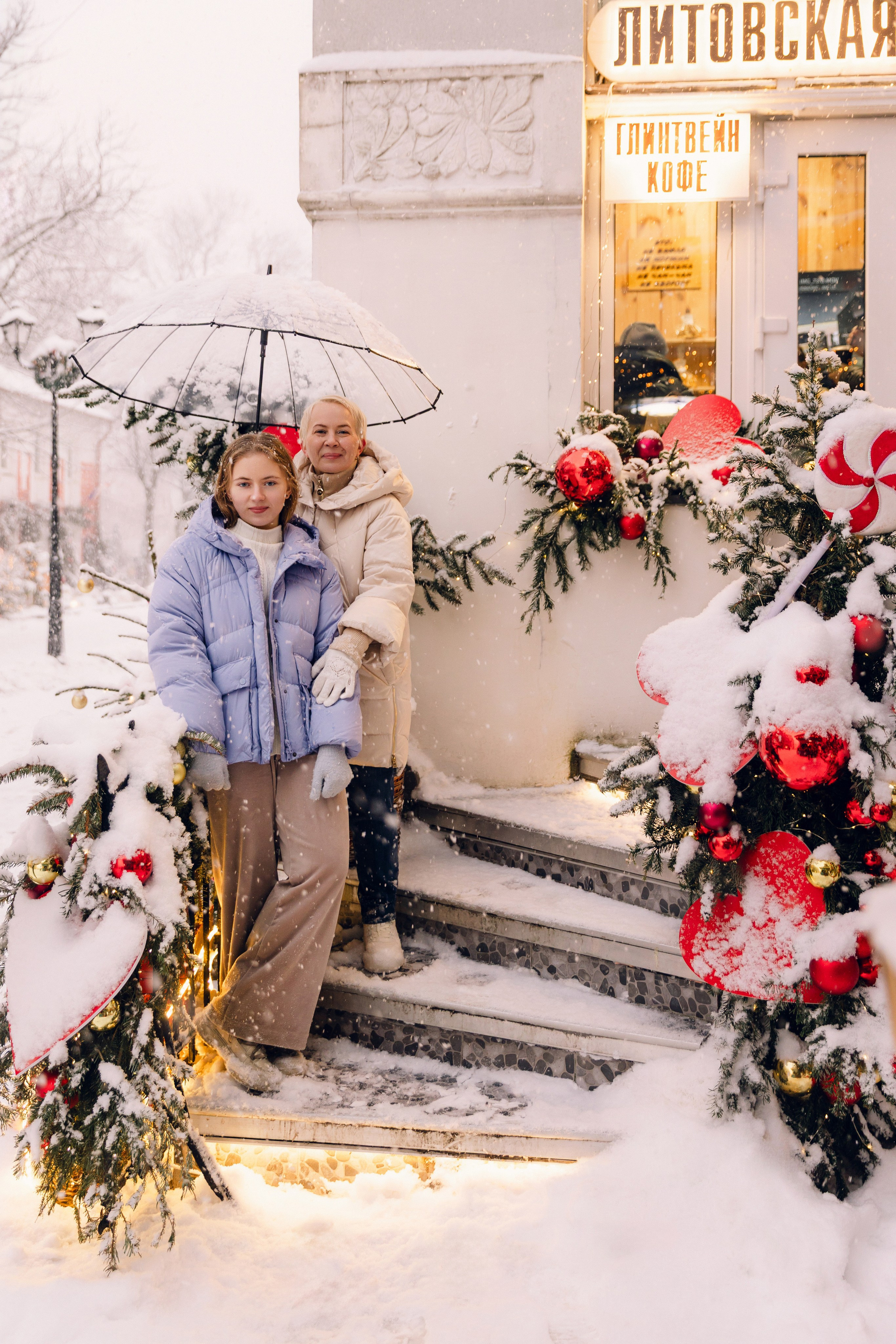 Новогодняя фотография в заснеженном Зеленоградске от фотограф Зеленоградск