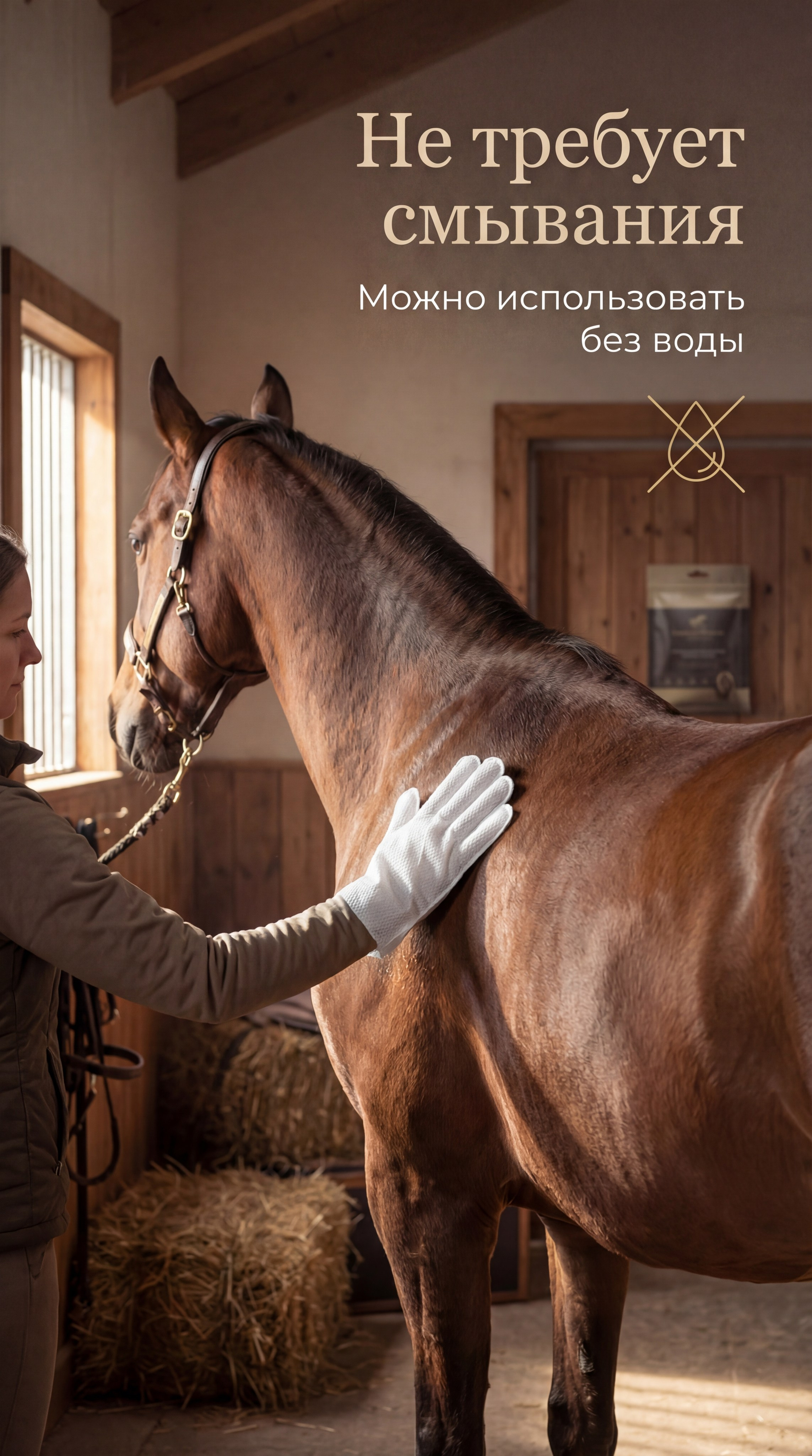 Влажные салфетки-перчатки для лошадей ED ONE — уход без воды. Ева Демидова. Спортсмен по конкуру в Санкт-Петербуре