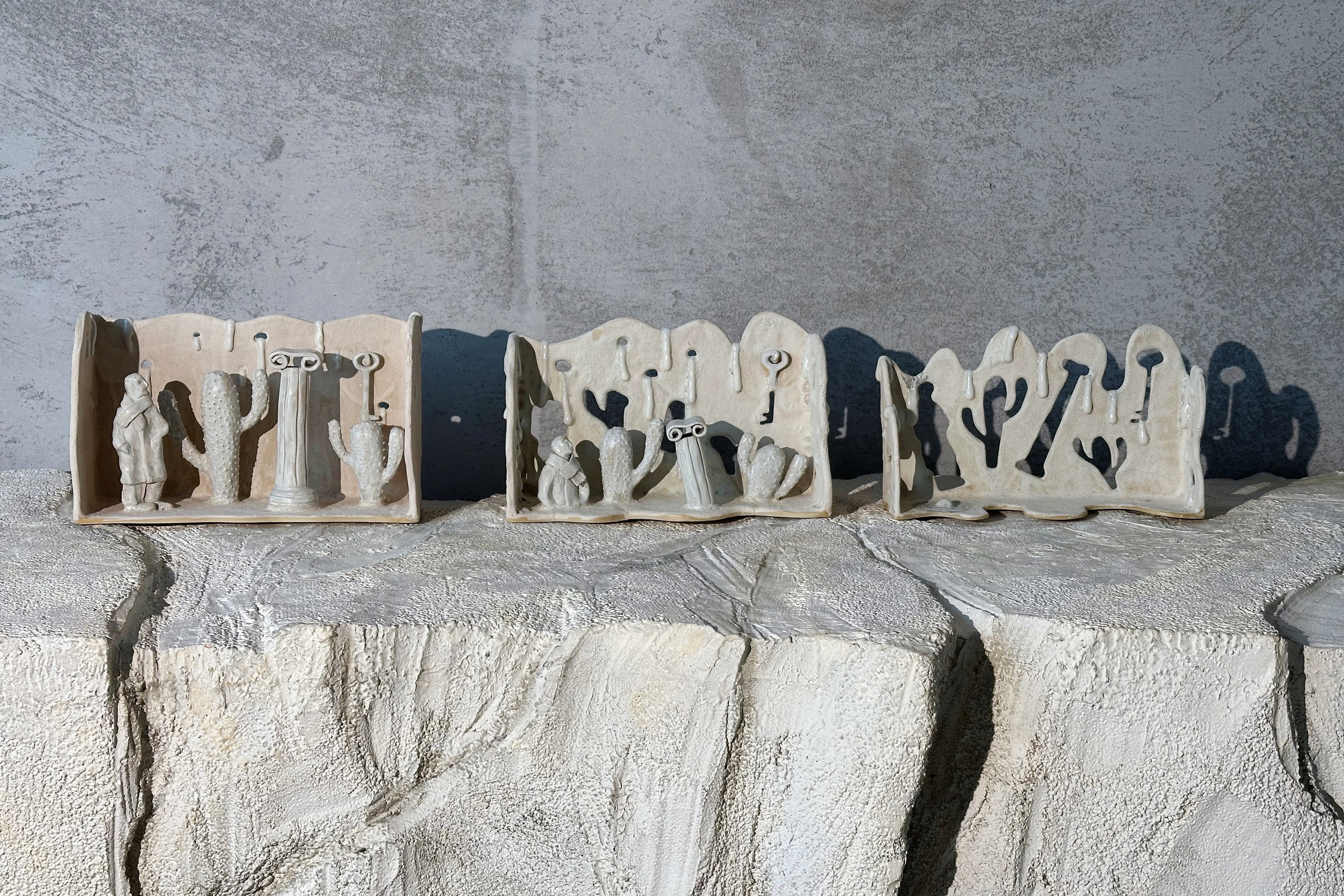 Керамика, глазури, 40х30х10 см, 40х27х8 см, 40х23х6 см