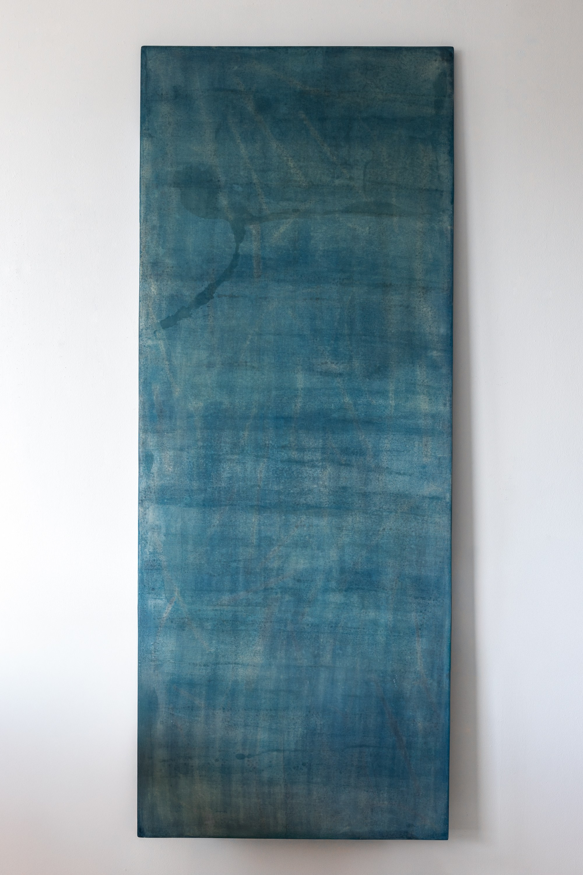 90-157. Размер работы: 75 × 190, 2023 (дерево, фанера, штукатурка, цианотипия)