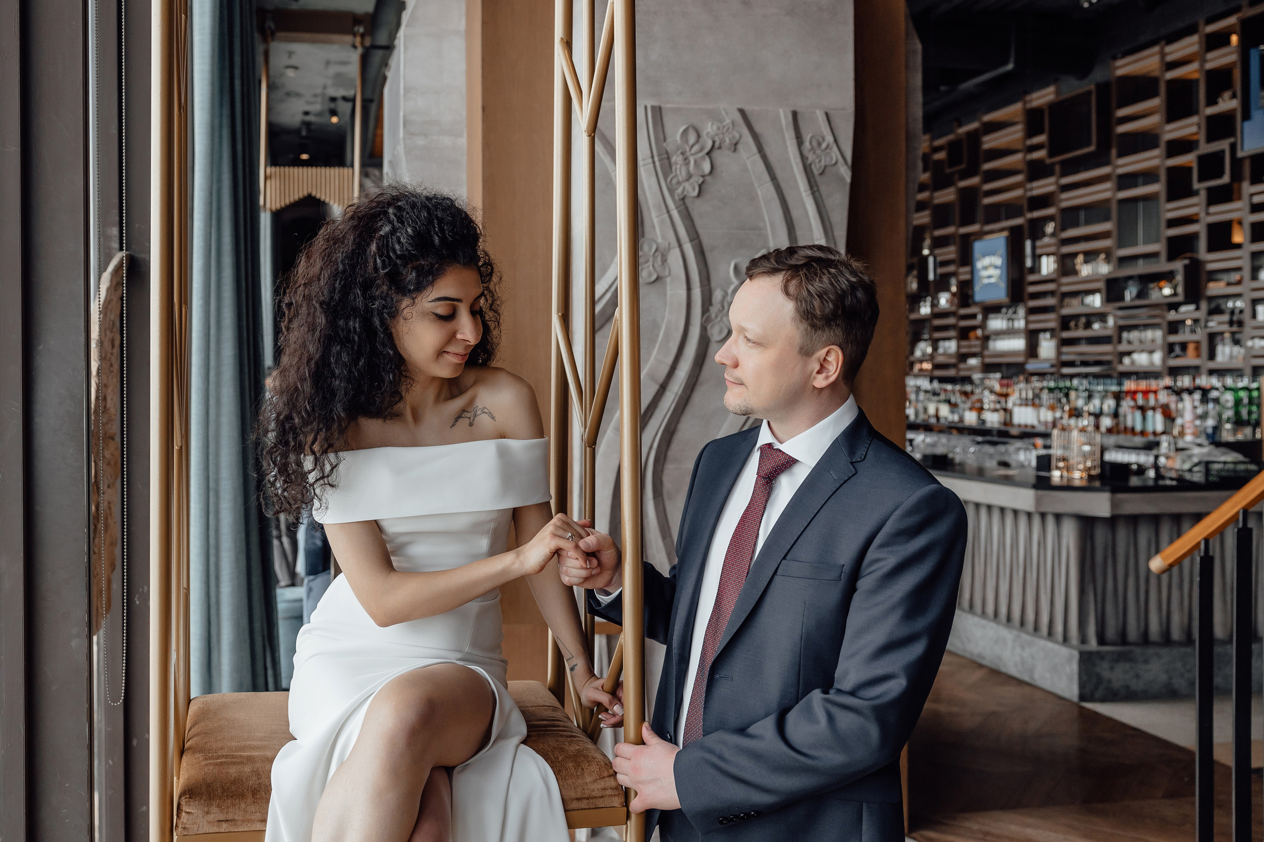 свадебная фотосессия ресторан Birds Москва Сити