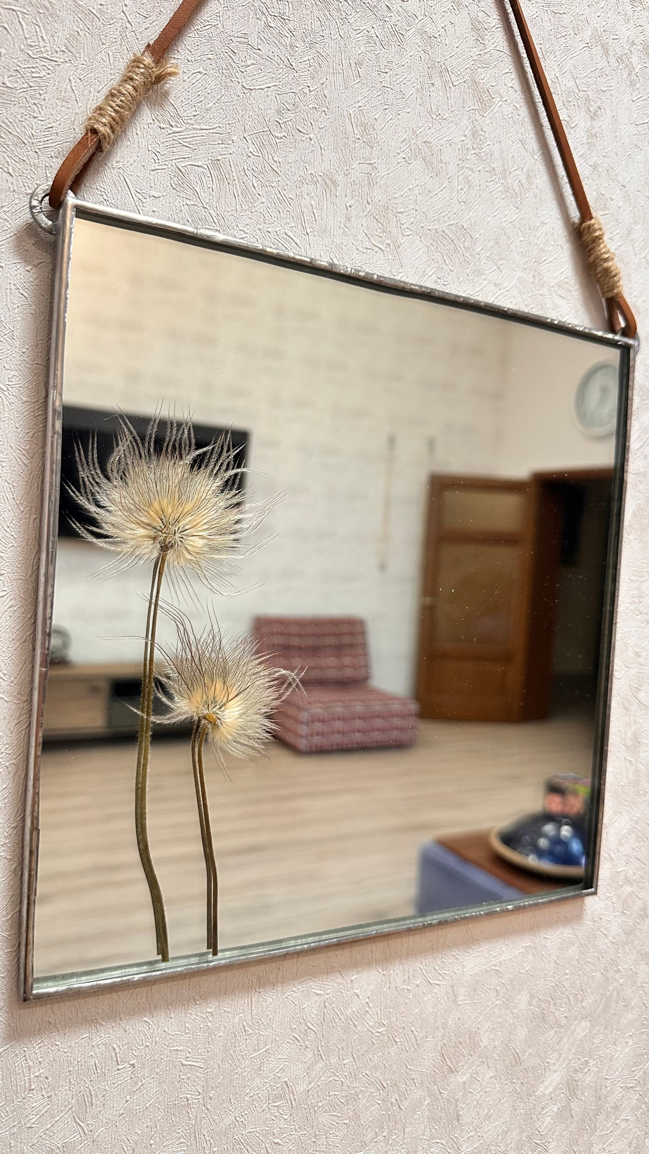 Зеркало «Прострел» квадрат 30 см. Оформляю пространства. Витражи с сухоцветами в технике Тиффани