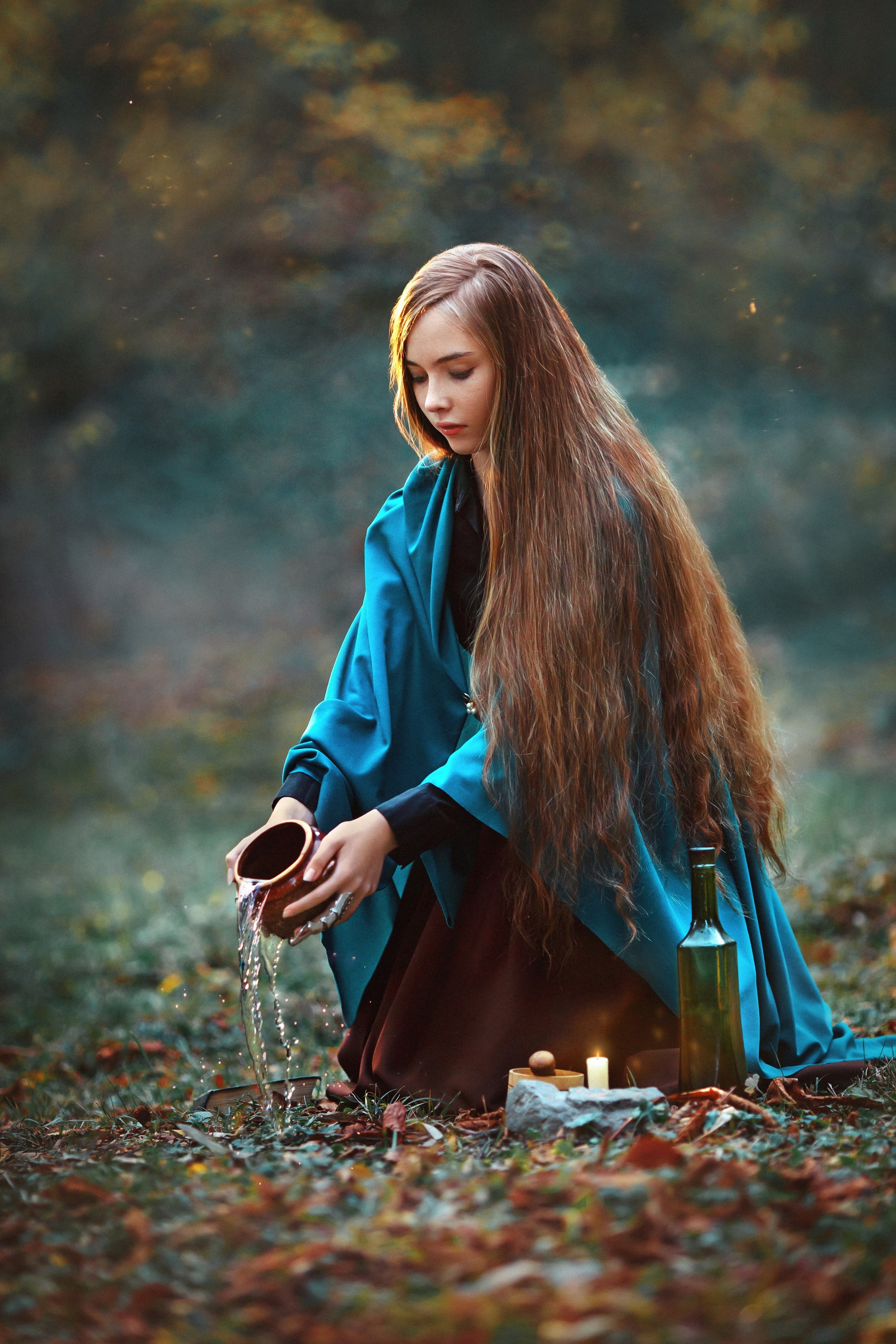 Профессиональная цветокоррекция фотографий: художественная ретушь женского портрета на природе