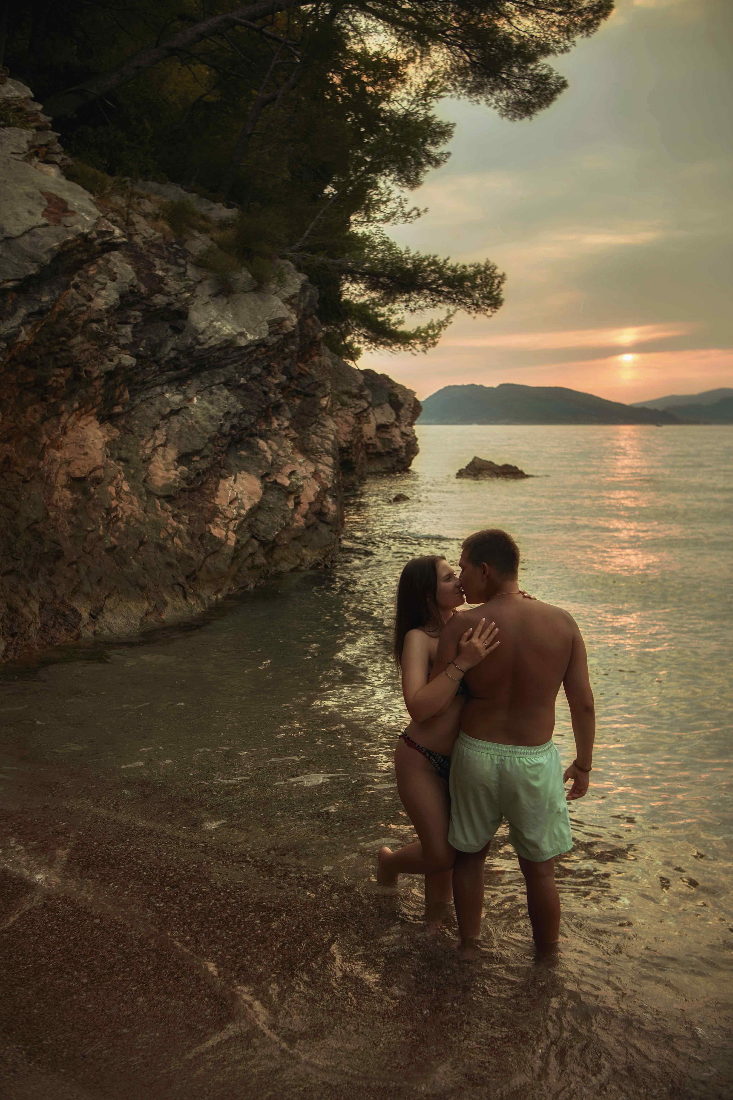 Love Story Photoshoot in Montenegro | Couple on the Beach at Sveti Stefan