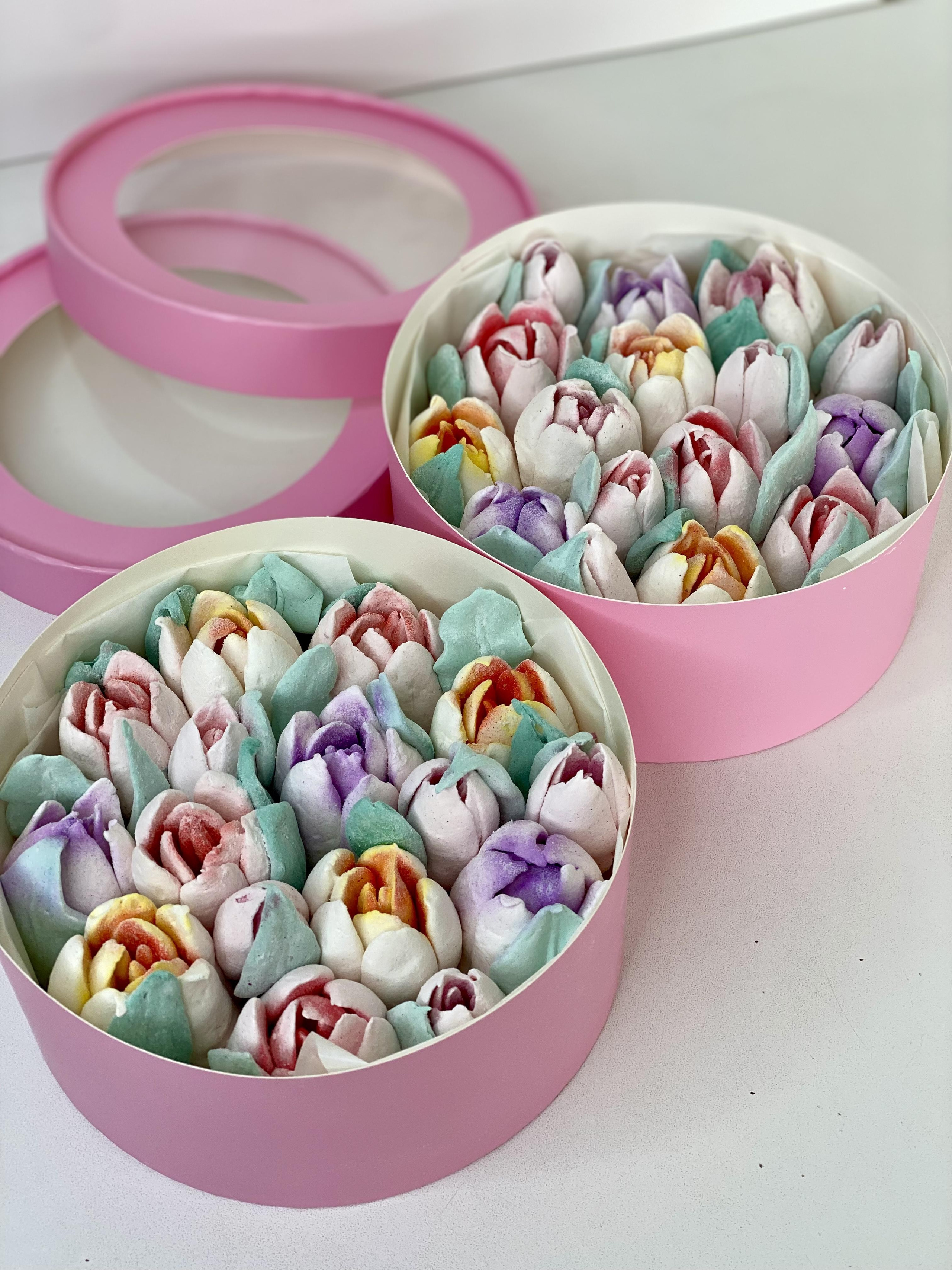 Тюльпаны из зефира в коробке. Katyasugarsugar капкейки, зефир, торты Москва