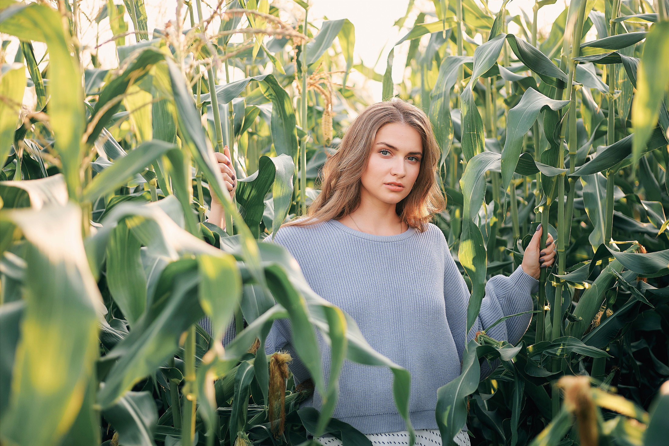 Фотосъемка мамы с дочкой в кукурузном поле. Фотограф для бизнеса Константин Брусницын в Екатеринбурге