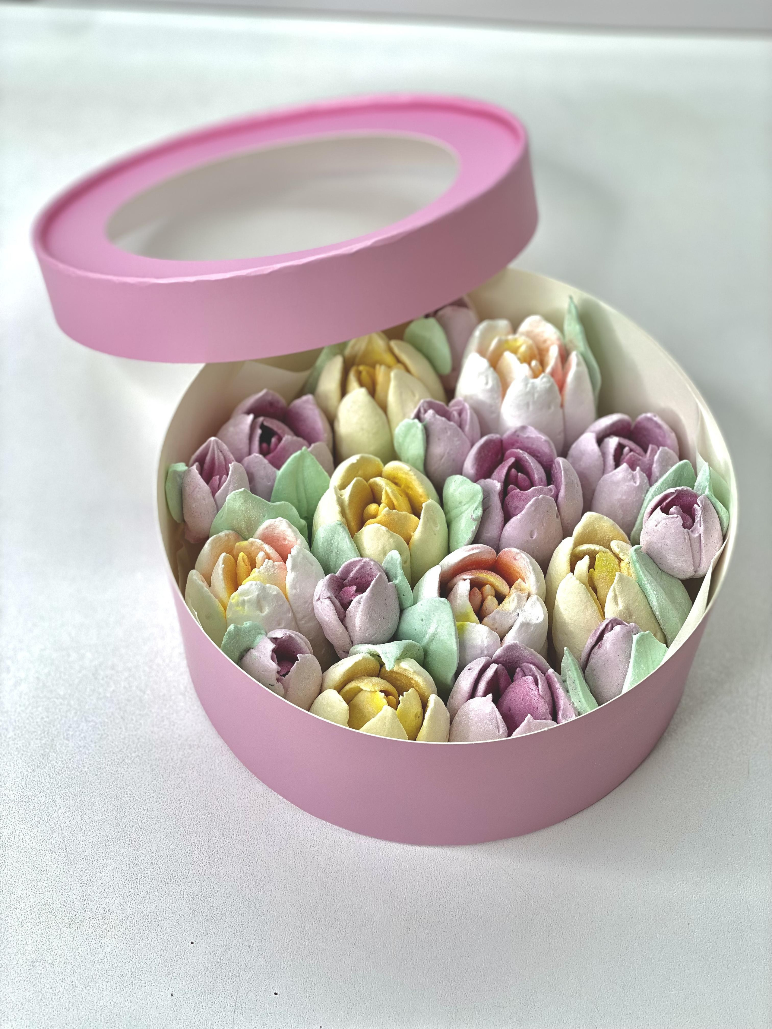 Тюльпаны из зефира в коробке. Katyasugarsugar капкейки, зефир, торты Москва