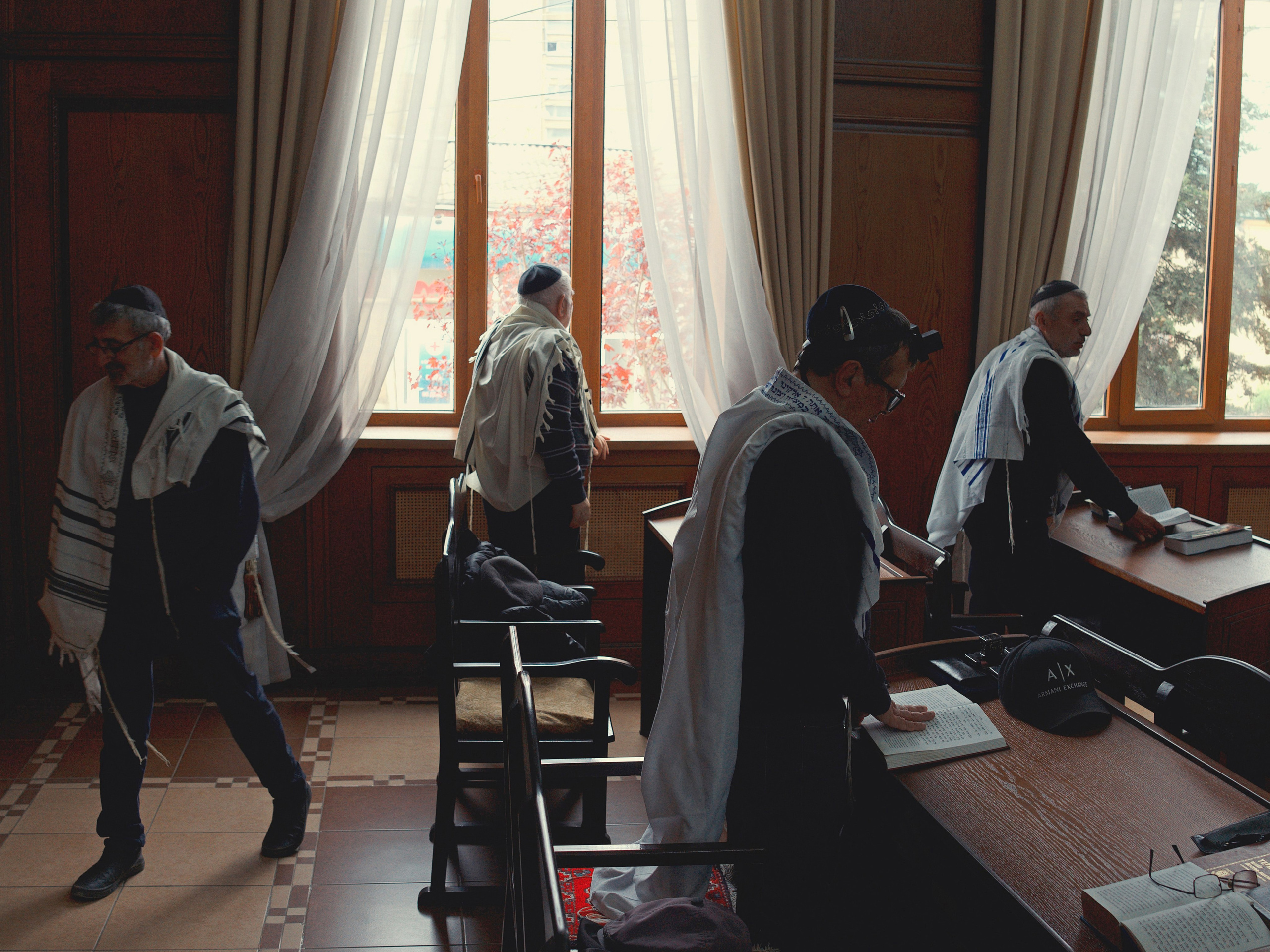 Men praying in the synagogue