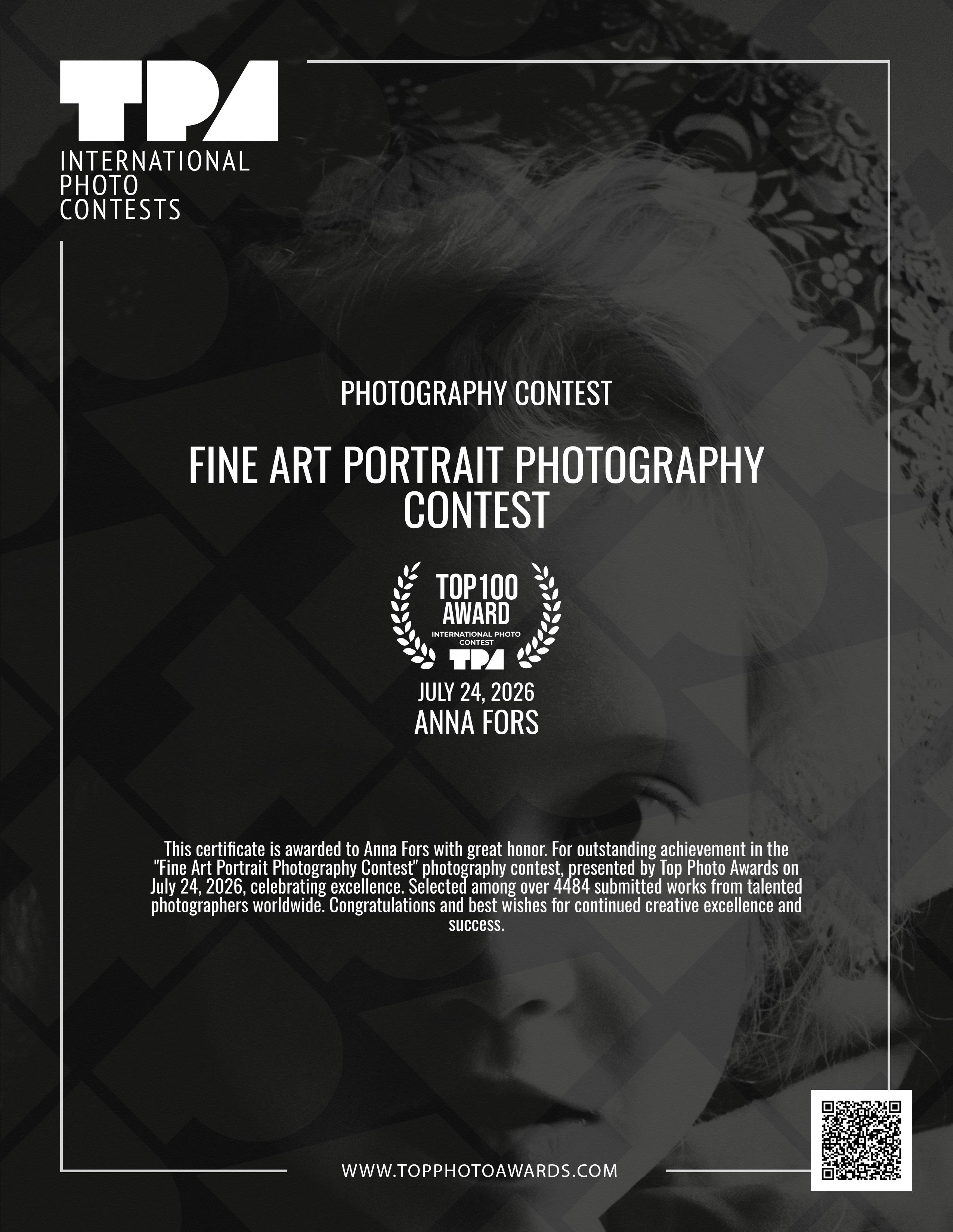 Награды фотохудожника Анны Форс — Победитель BICFP, TopPhotoAwards и финалист Liquida Grant
