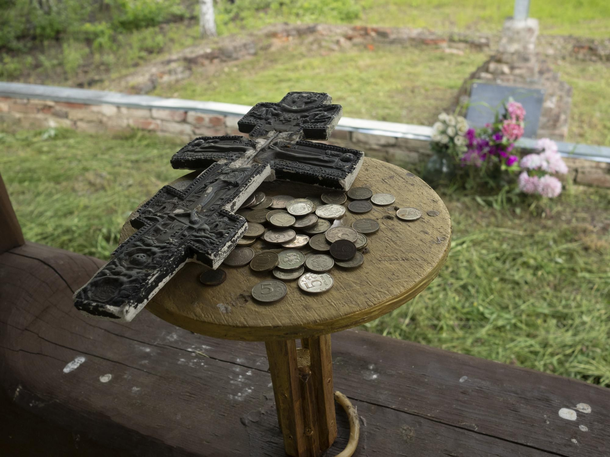 June 10, 2021, A chapel located on the site of a burnt church in the village of Svyatsk.