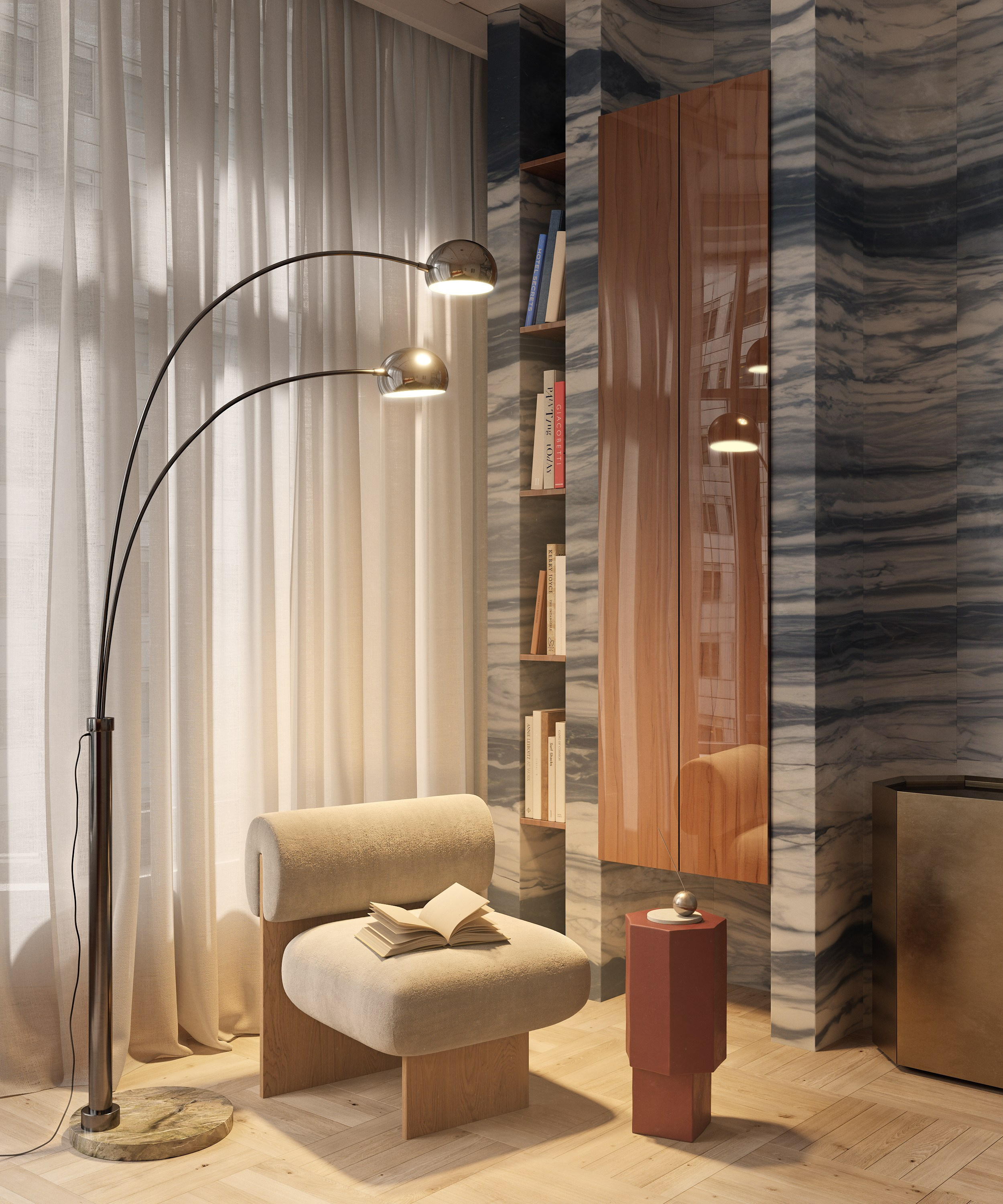 Red accent | Design by Lake and Walls. Interior visualisation | avocado.render