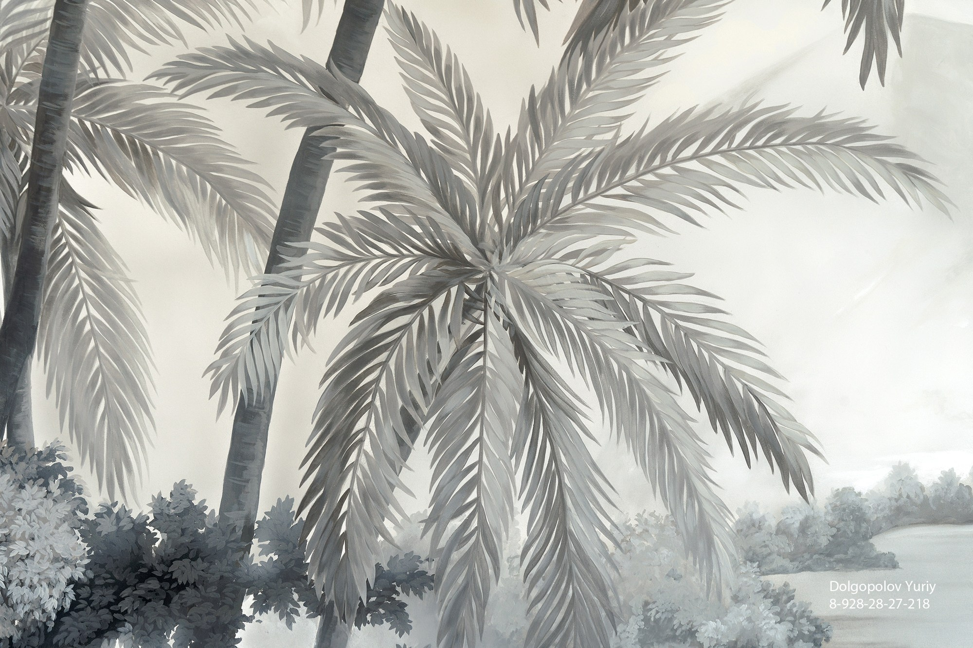 Рисунок на стене пальмы