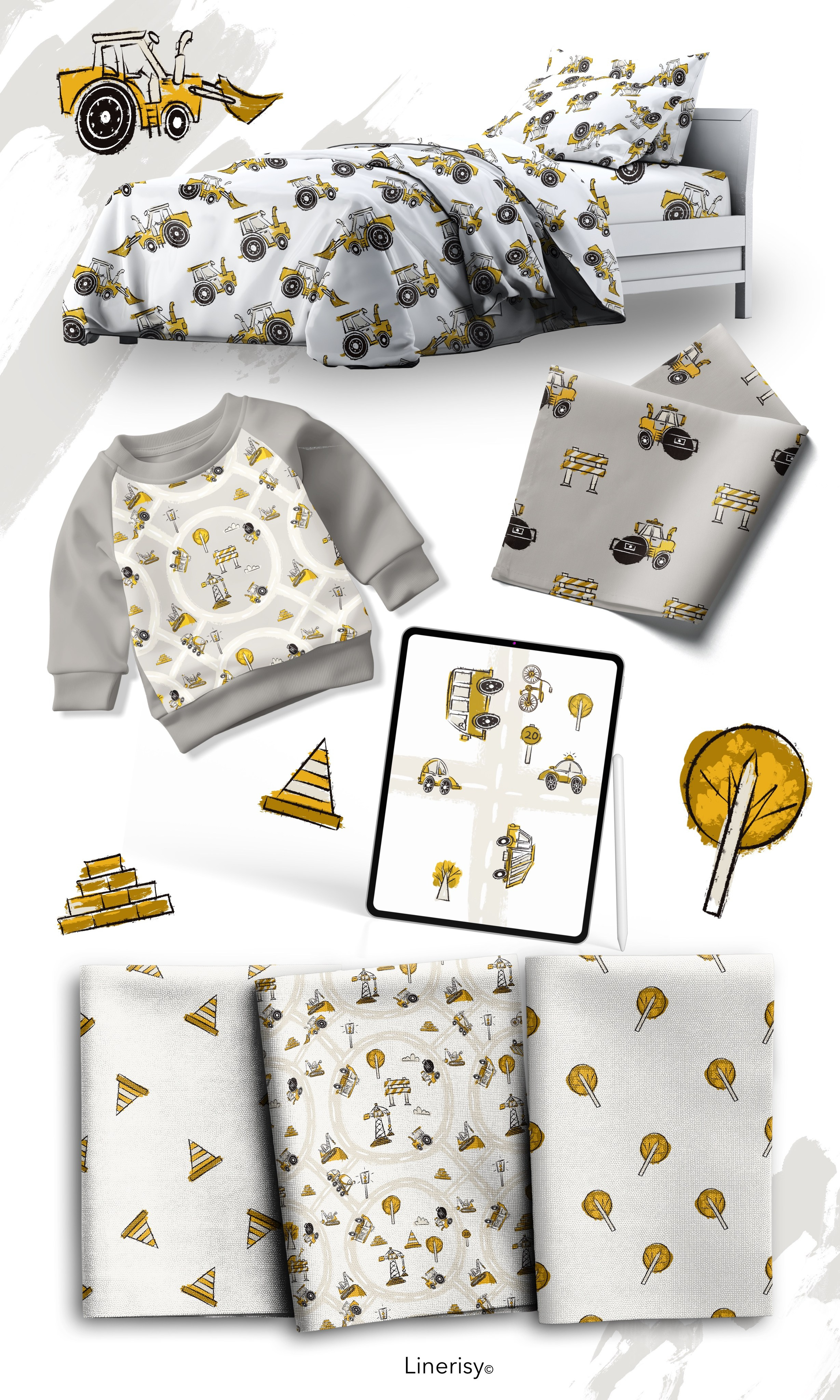 Коллекция «ПОЕХАЛИ?» — графические иллюстрации, композиции и бесшовные паттерны. Художник-иллюстратор Евгения Бекренёва