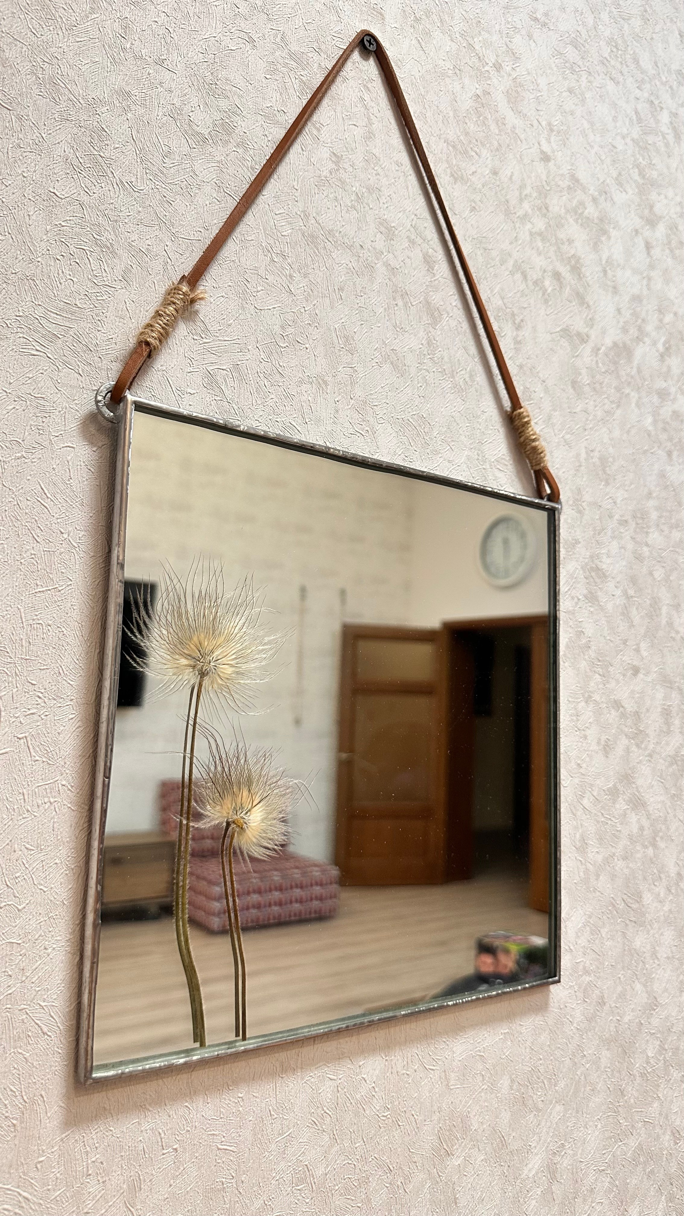 Зеркало «Прострел» квадрат 30 см. Оформляю пространства. Витражи с сухоцветами в технике Тиффани