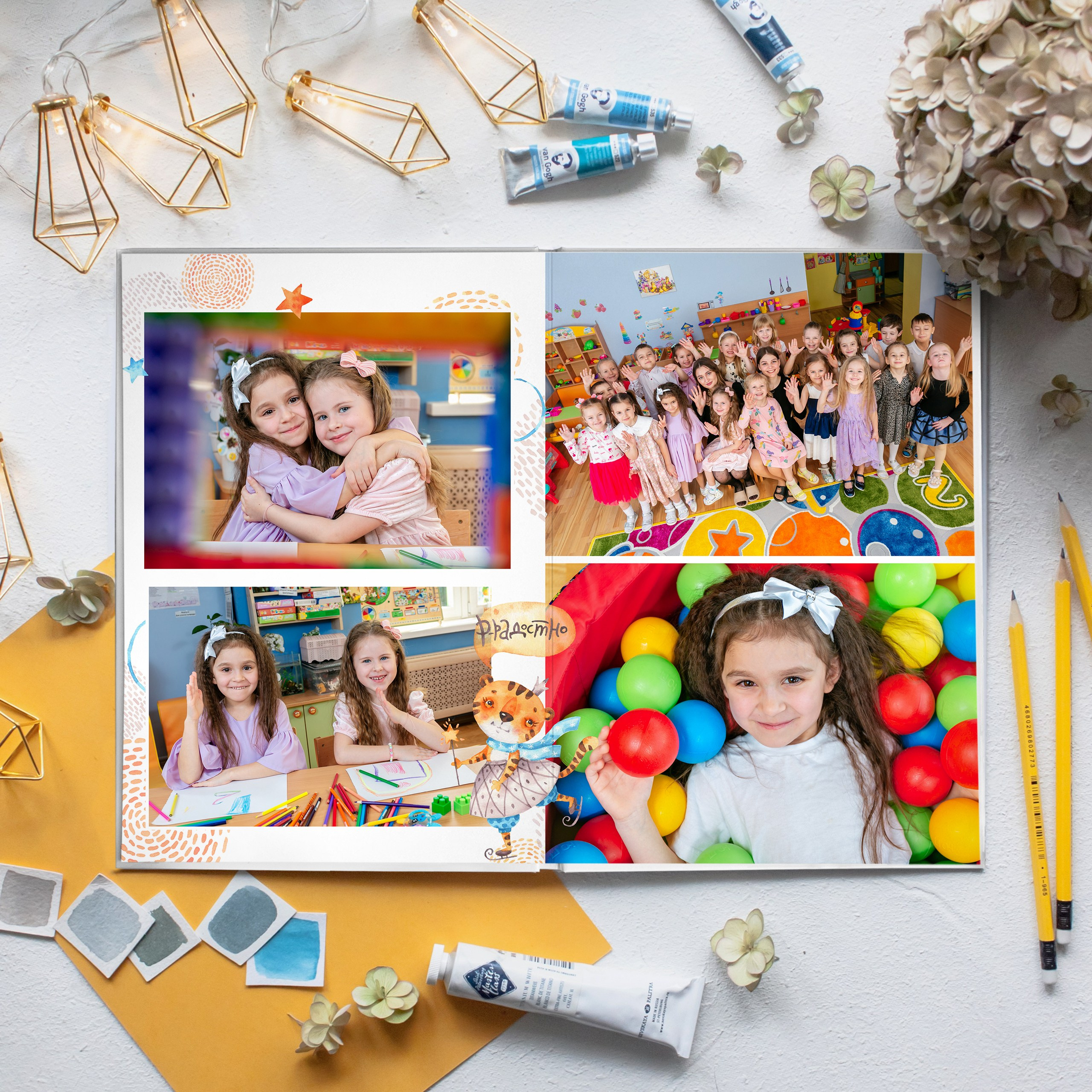 Дизайны выпускных альбомов для детского сада «Тигрята». Выпускные альбомы в Минске, фотоальбом в школу и детский сад
