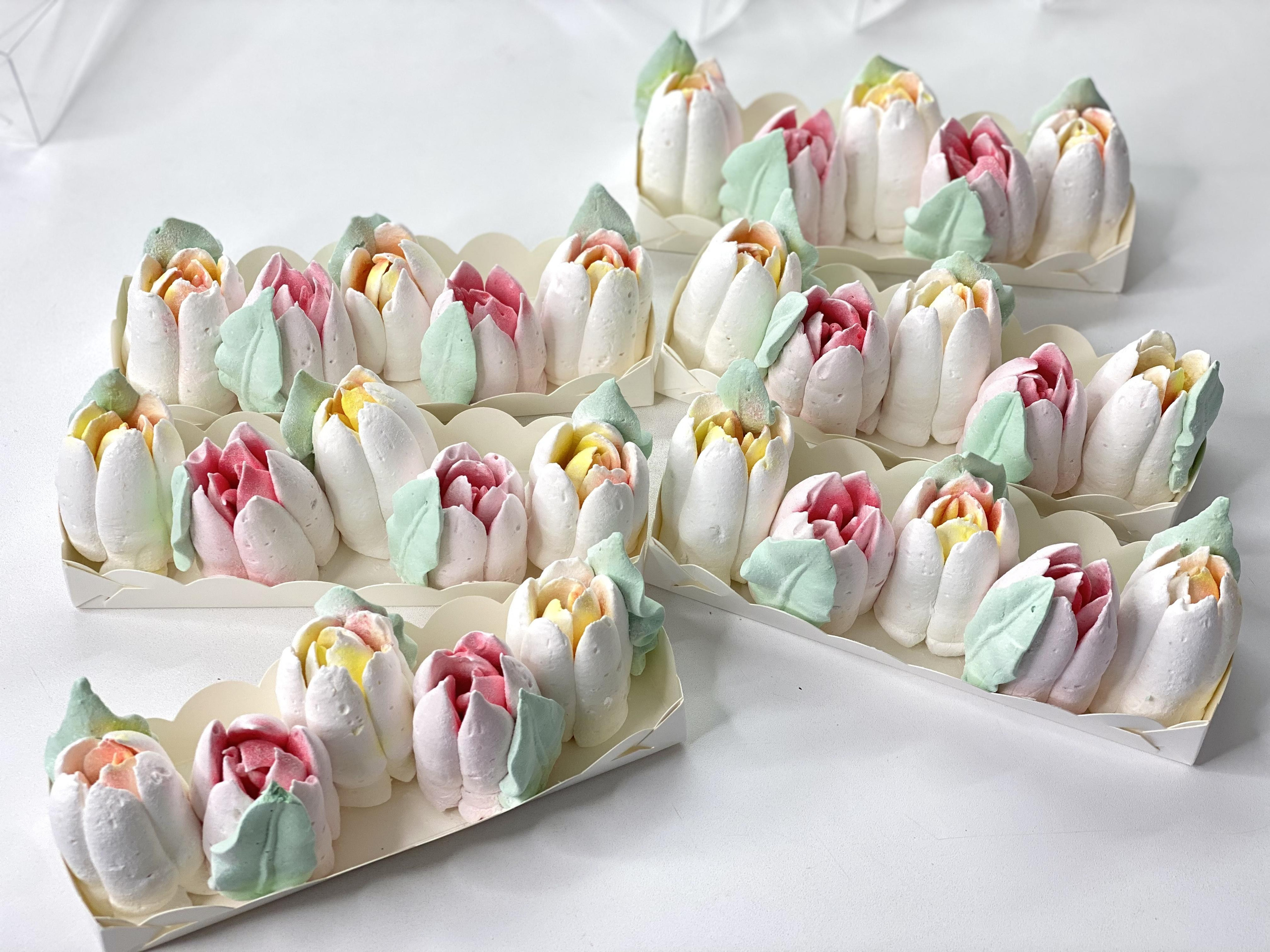 Тюльпаны из зефира в коробке. Katyasugarsugar капкейки, зефир, торты Москва