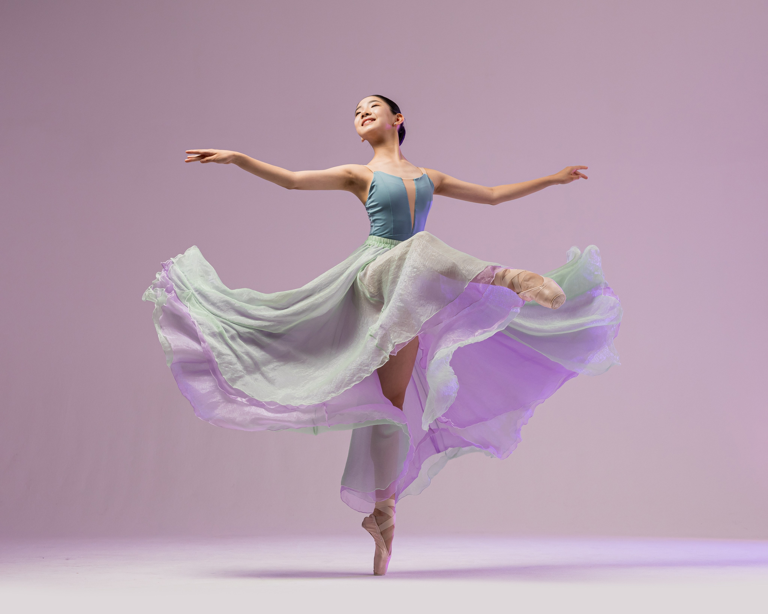 Изумрудно-сиреневая воздушная юбка напрокат для фотосессии. Балетный фотограф Алина Ханько — Душа Балета