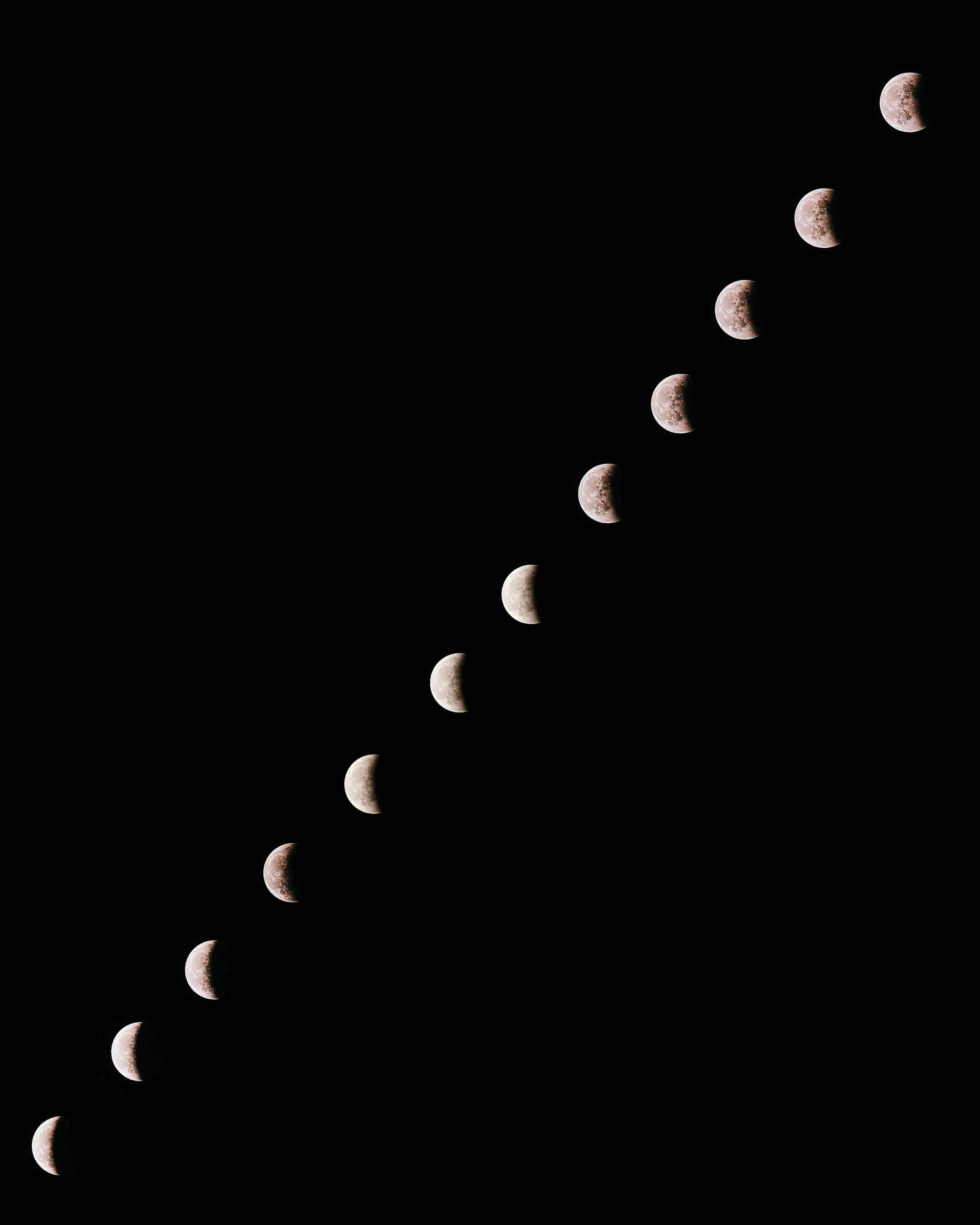 Этапы лунного затмения в одном изображении