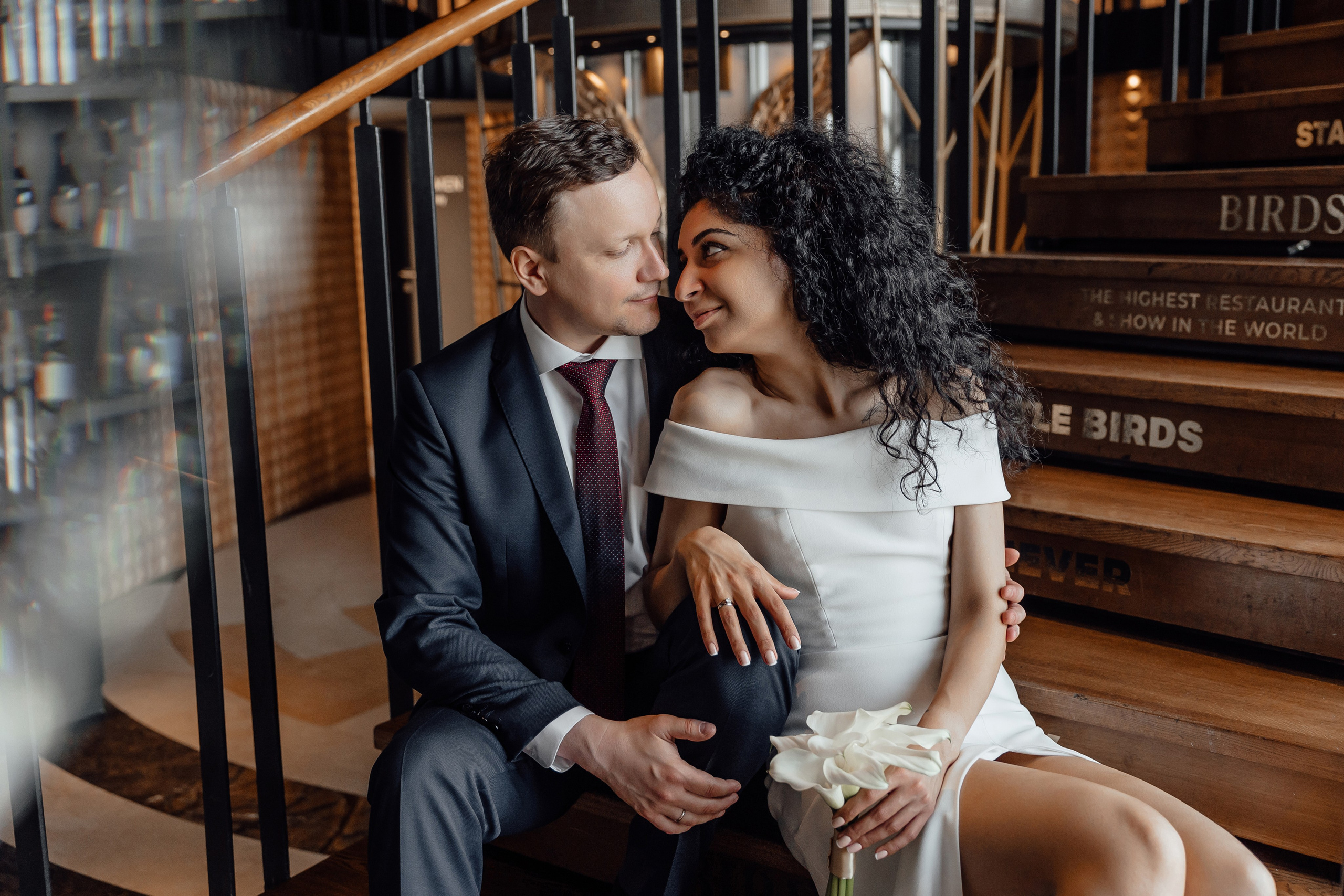 свадебная фотосессия ресторан Birds Москва Сити