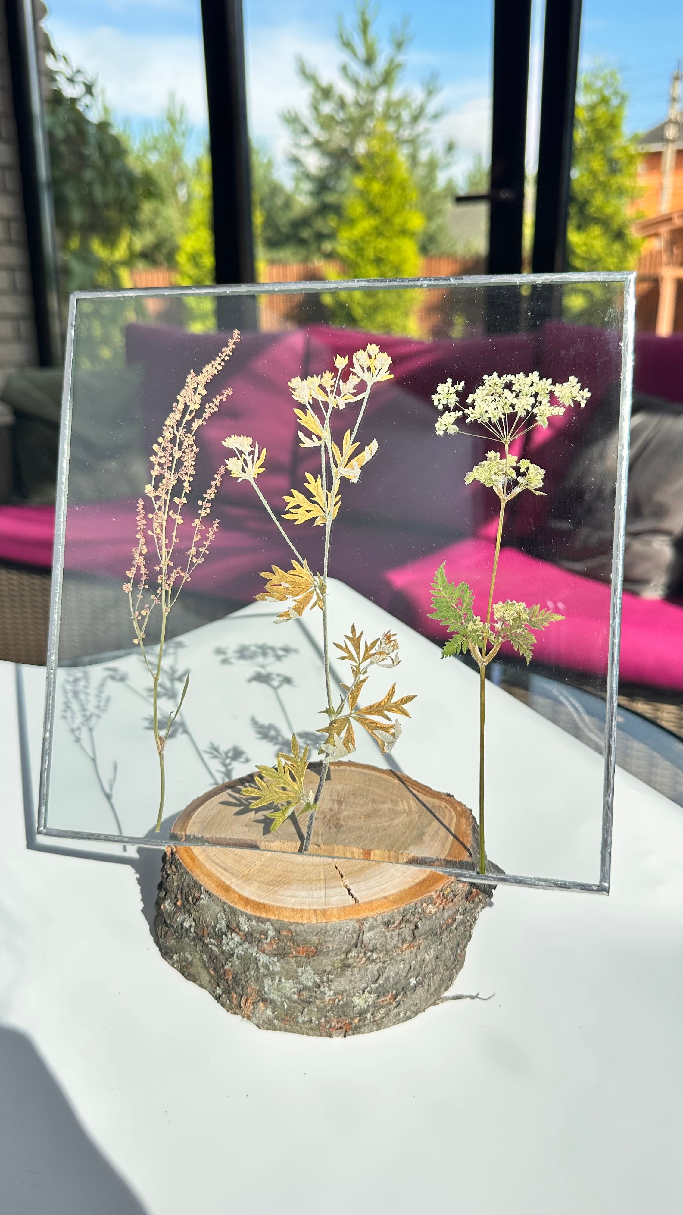 Селигер Квадрат 20 см. Оформляю пространства. Витражи с сухоцветами в технике Тиффани