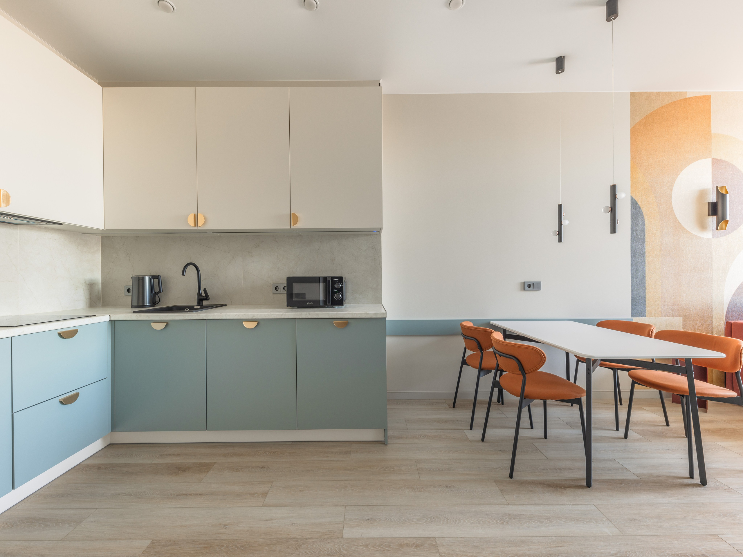 Кухня-гостиная 50 м² в ЖК Наследие на Марата — интерьерный дизайнер Ксения Новикова ksudsgn, проект для аренды в Санкт-Петербург