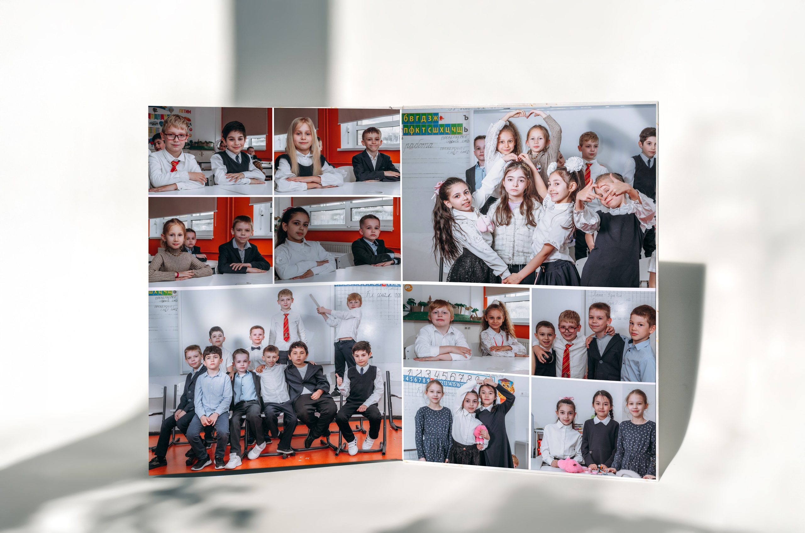 Выпускной альбом 1 класса — фотосессия в школе, деликатная ретушь и дизайн в Москве. MILATE — выпускные альбомы, фотосессии и видео в Москве