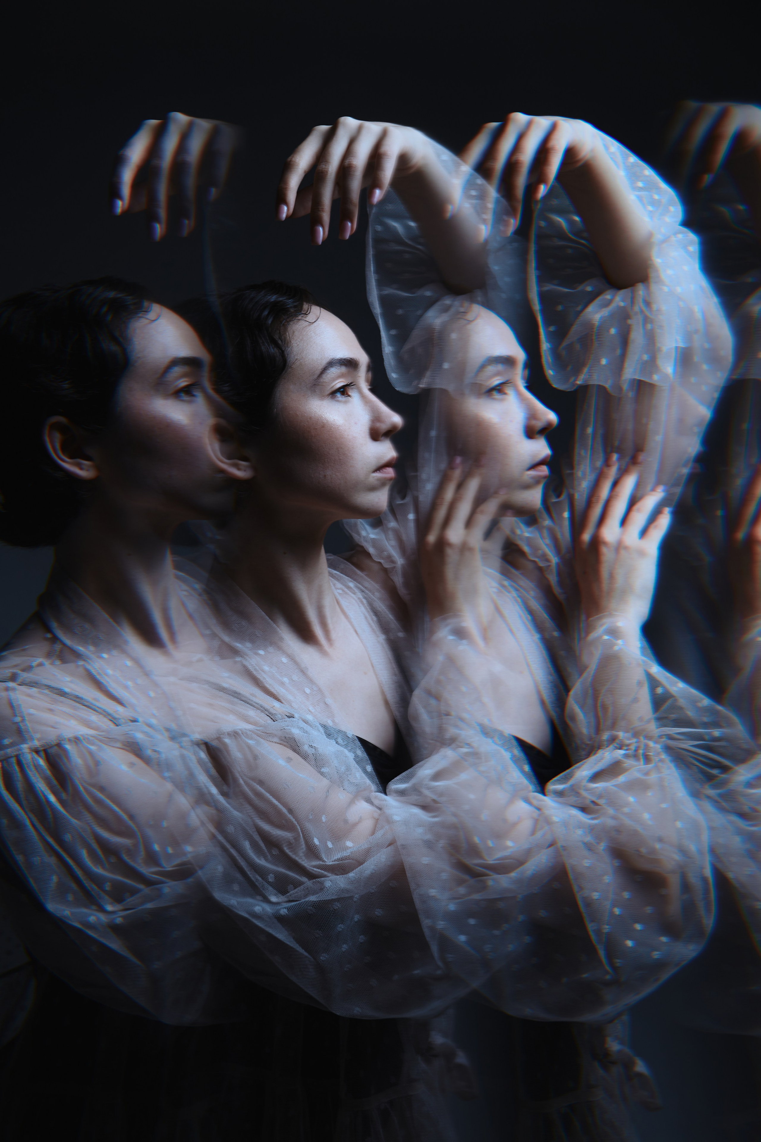 Фотосессия в образе балерины в платье сетка СИНИОКО. Одежда из Санкт-Петербурга СИНИОКО