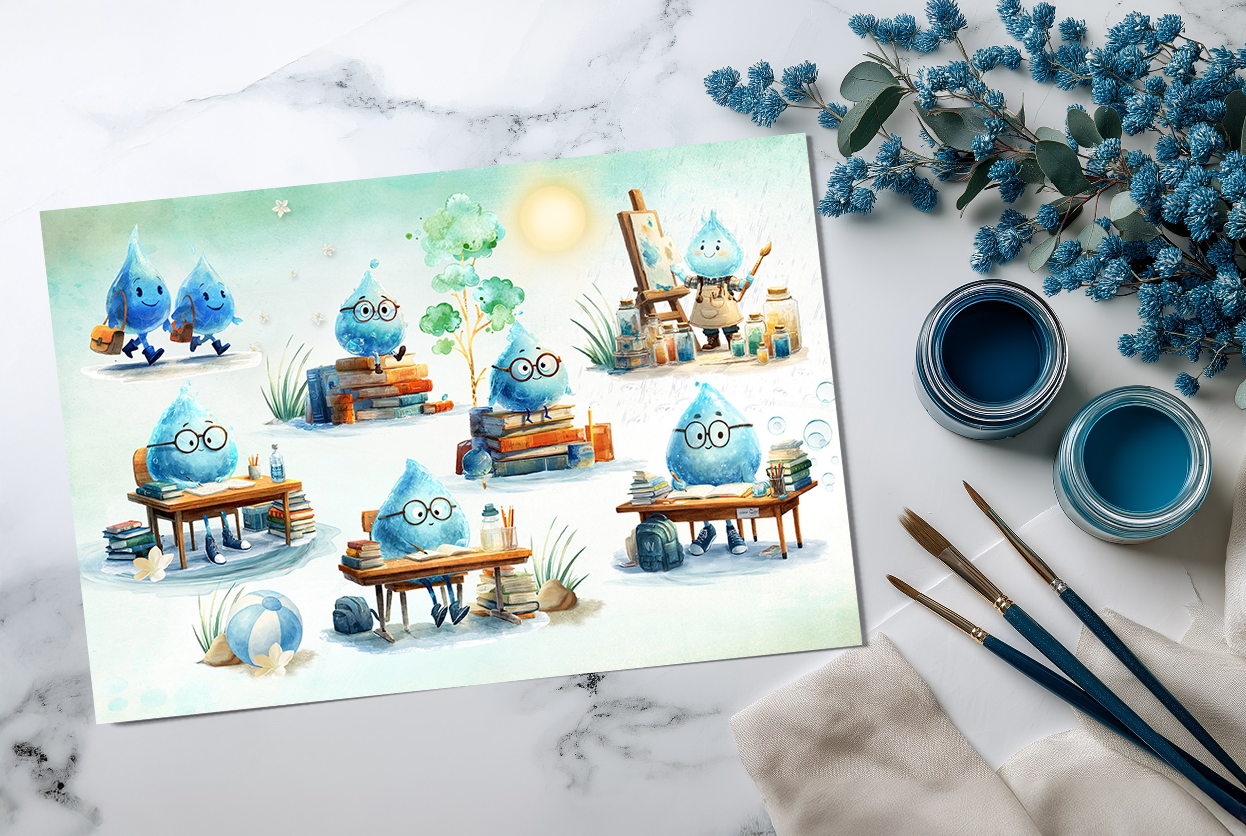 Иллюстрации Капельки. Шаблоны и дизайны выпускных альбомов и фотокниг