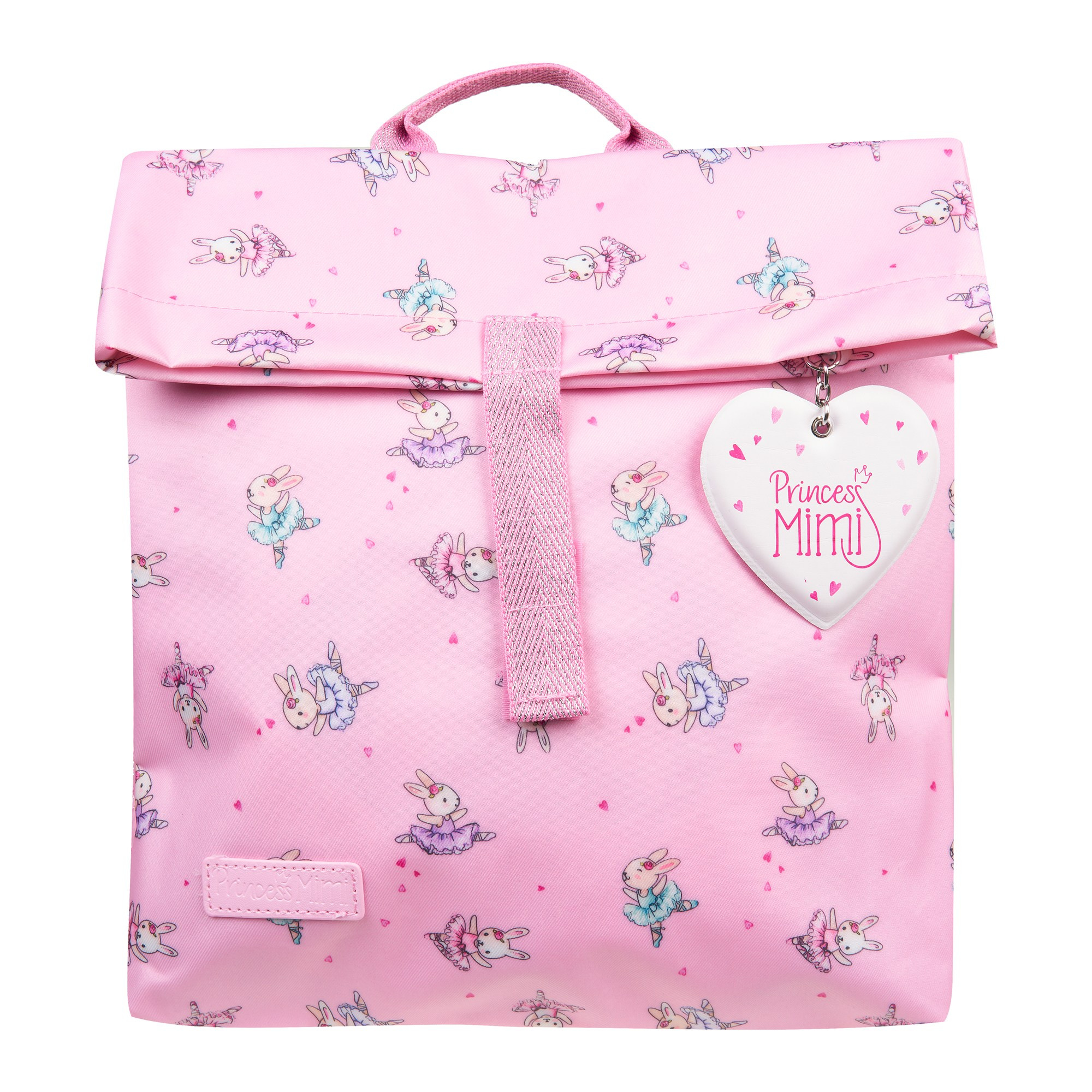 Рюкзак розовый вид спереди на белом фоне