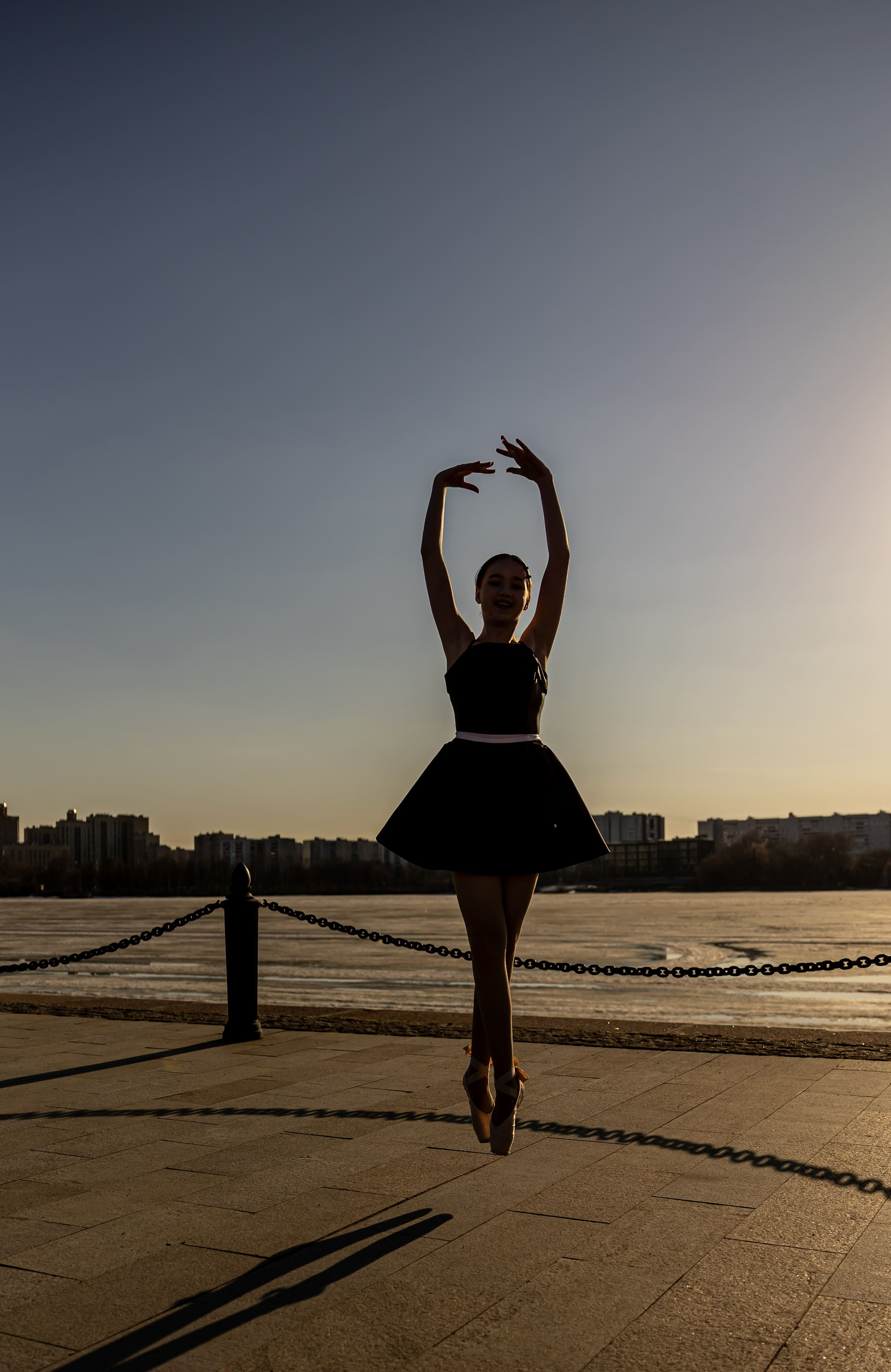 силуэт на закате фотосессия у воды Москва