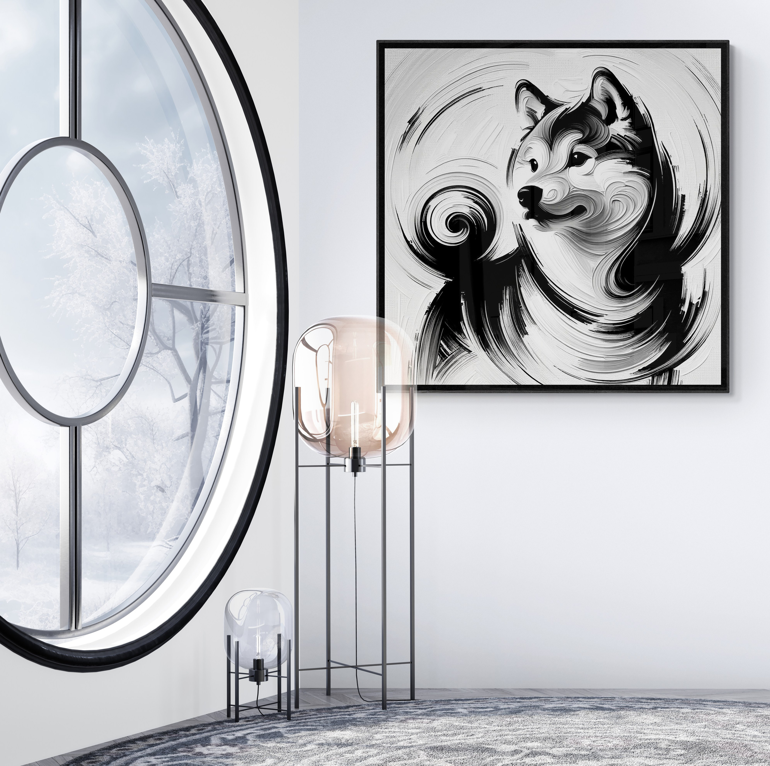 Shiba Inu dog painting in the interior