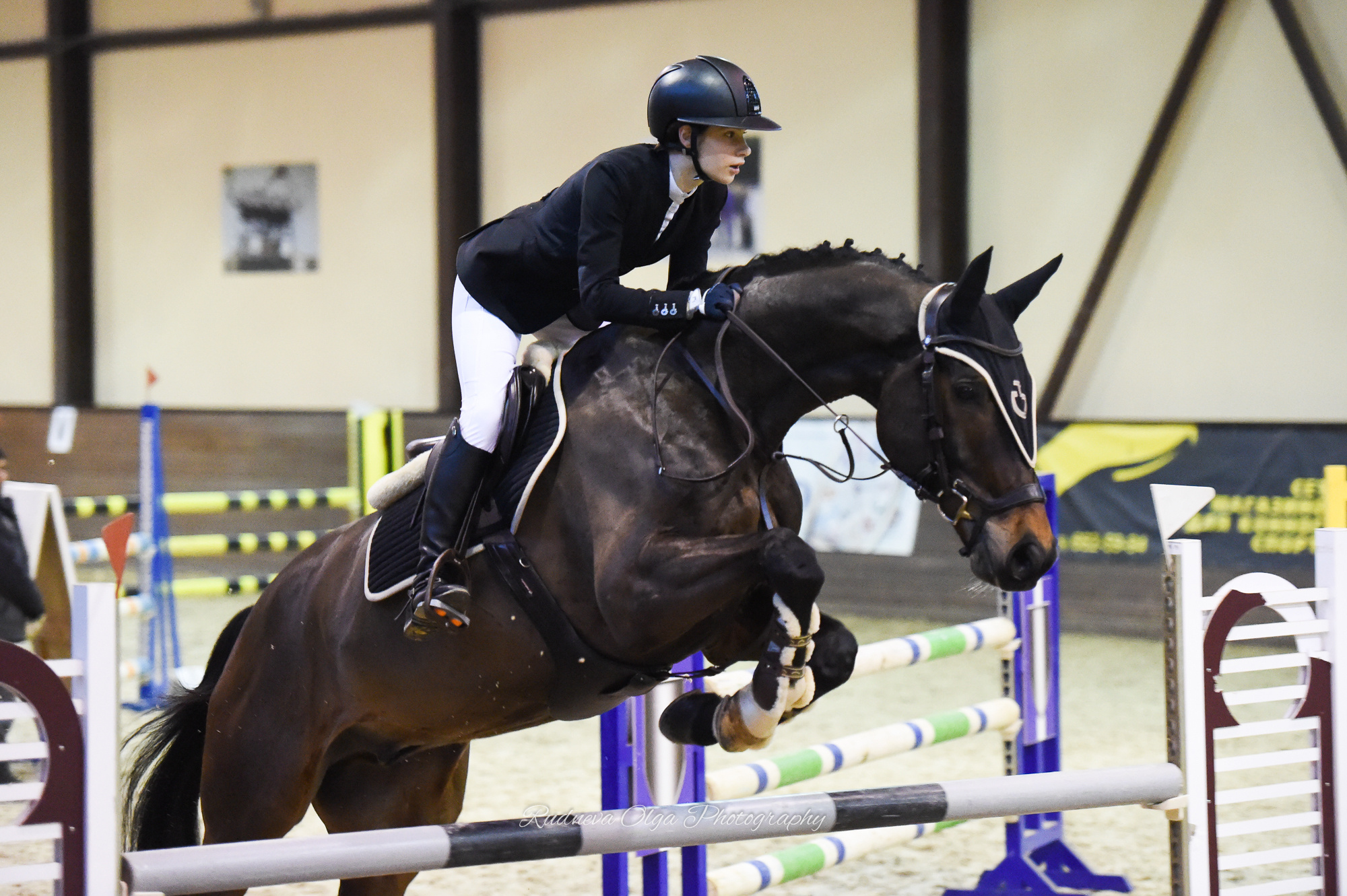 2019-12-21 Новогодние соревнования на призы КСК «Отрада» по конкуру. ТУРНИРНАЯ КОННАЯ ФОТОГРАФИЯ, Руднева Ольга и Евгений Адеев