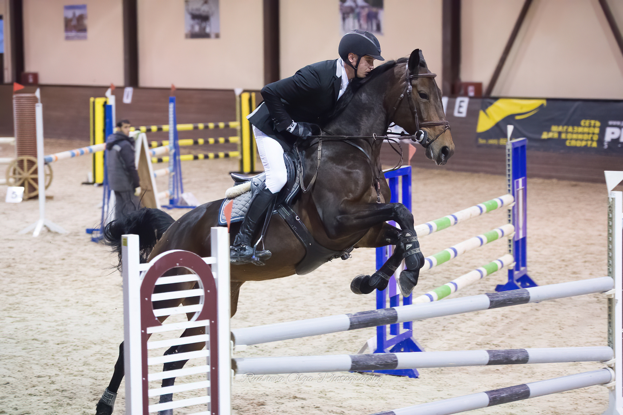 2019-12-21 Новогодние соревнования на призы КСК «Отрада» по конкуру. ТУРНИРНАЯ КОННАЯ ФОТОГРАФИЯ, Руднева Ольга и Евгений Адеев
