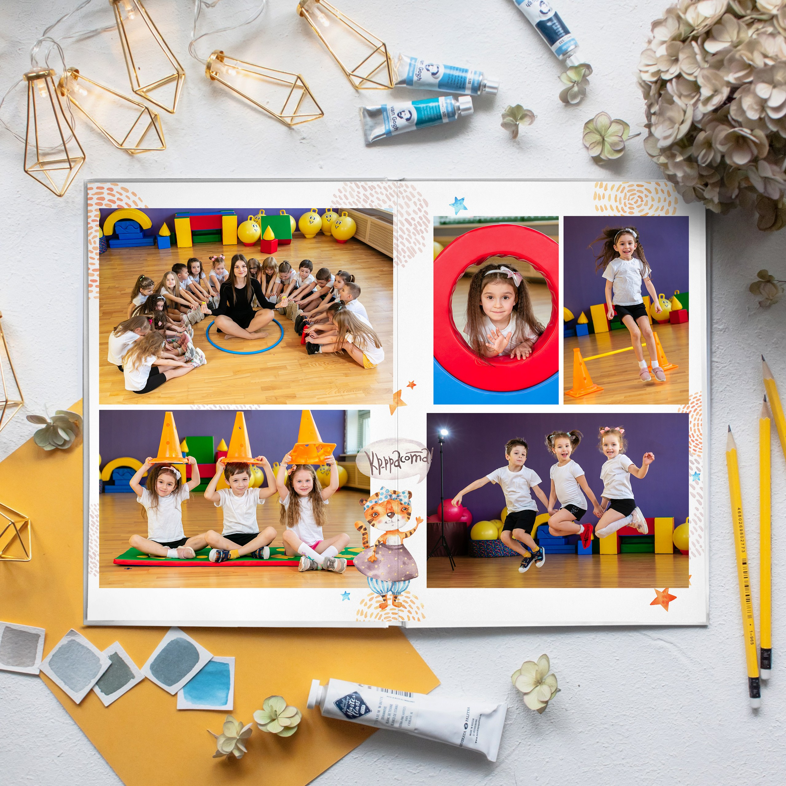 Дизайны выпускных альбомов для детского сада «Тигрята». Выпускные альбомы в Минске, фотоальбом в школу и детский сад