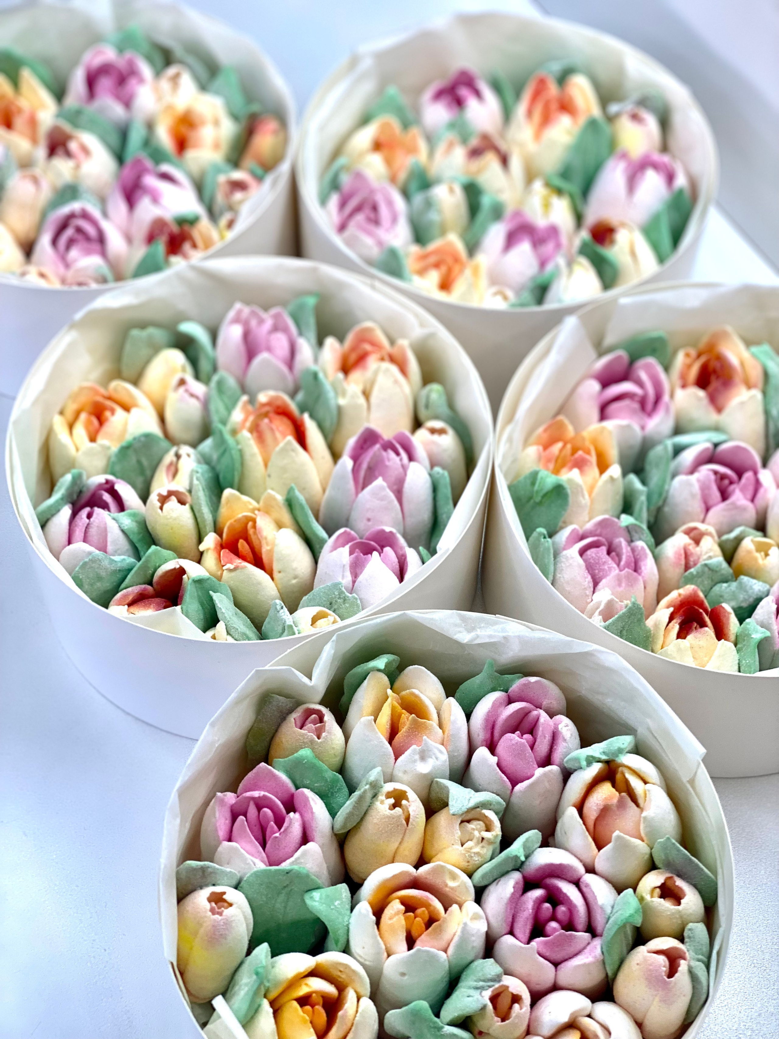 Тюльпаны из зефира в коробке. Katyasugarsugar капкейки, зефир, торты Москва