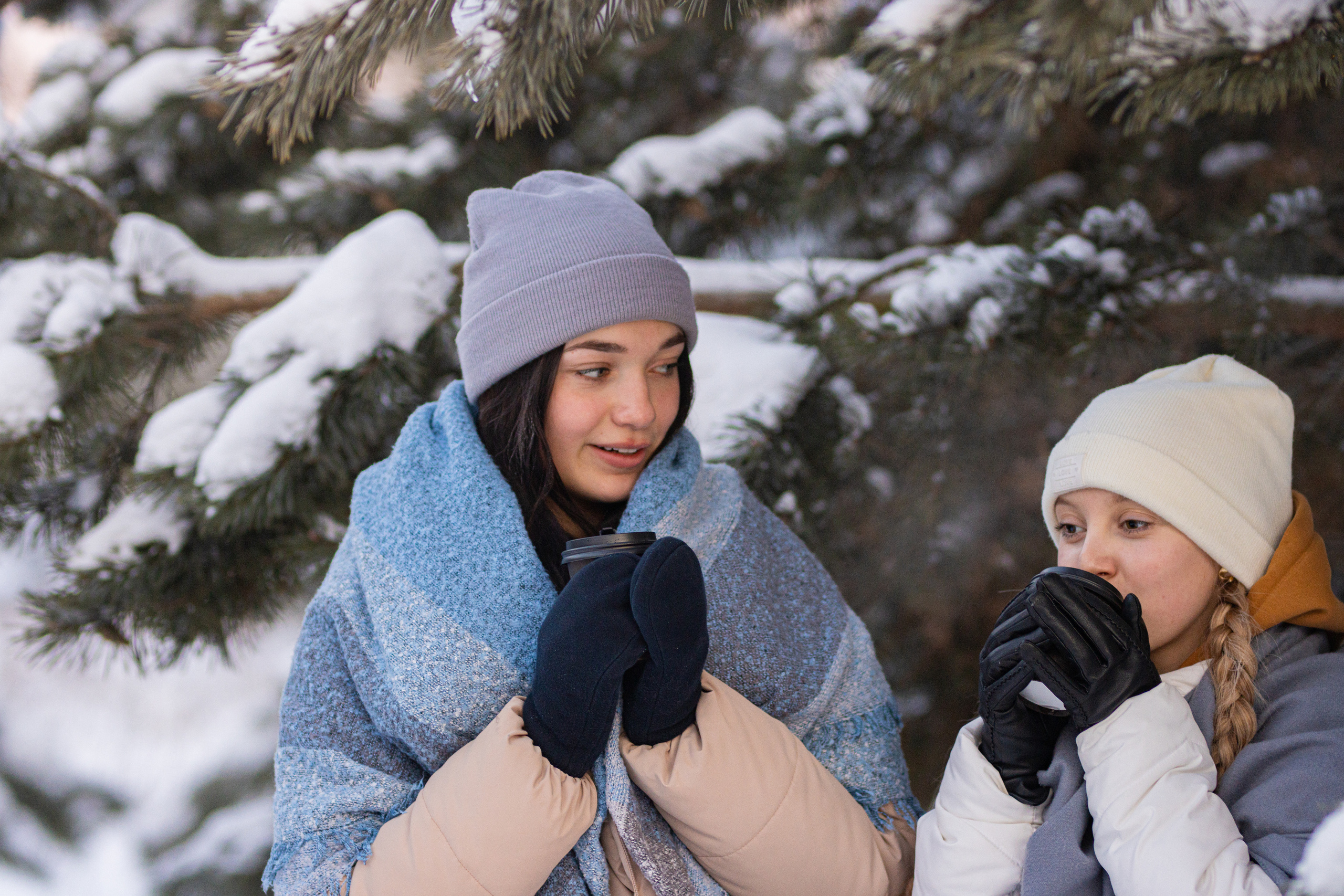 Фотосессия в еловом лесу Подружки