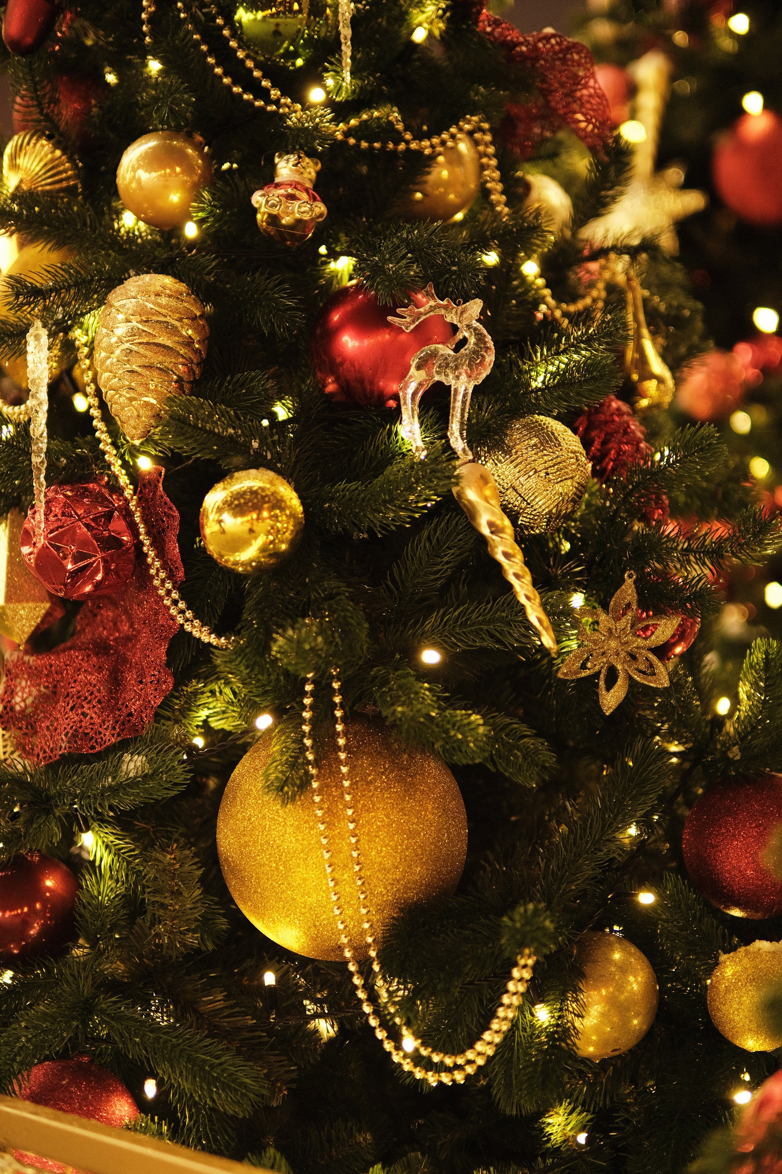 Новогодняя ВДНХ 2025, украшенная ёлка крупным планом, праздничные огни и зимняя атмосфера Москвы