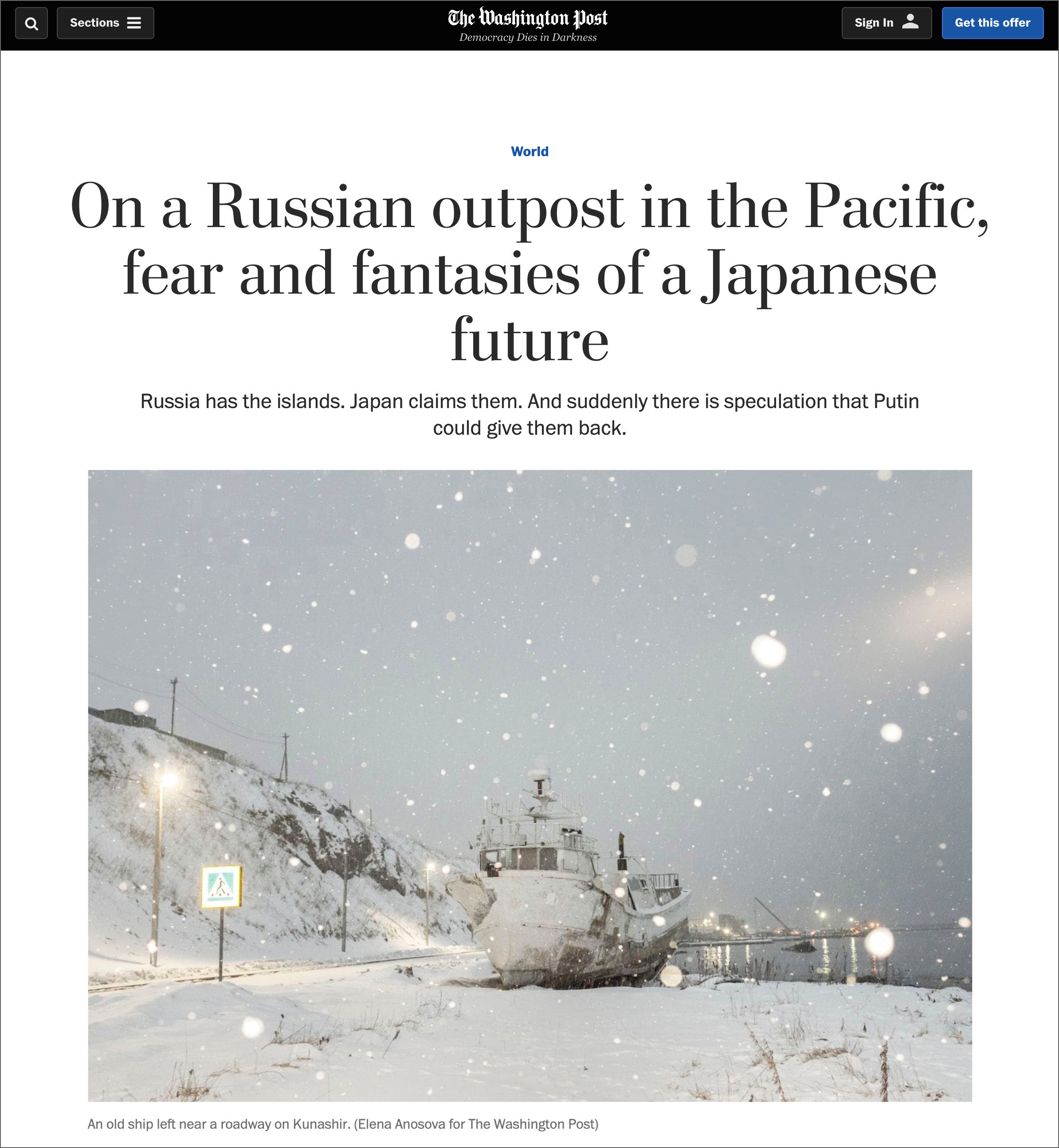 The Kuril Islands for The Washington Post. Elena Anosova is an award-winning visual artist