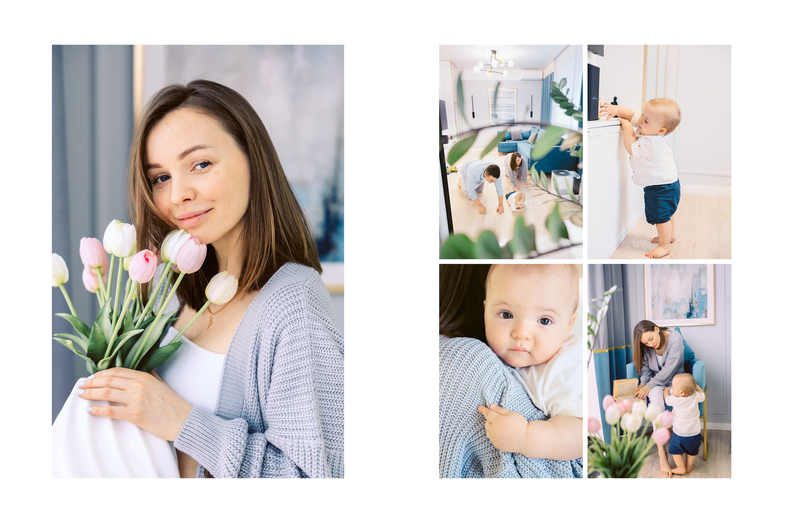 мама с цветами в обнимку с сыном