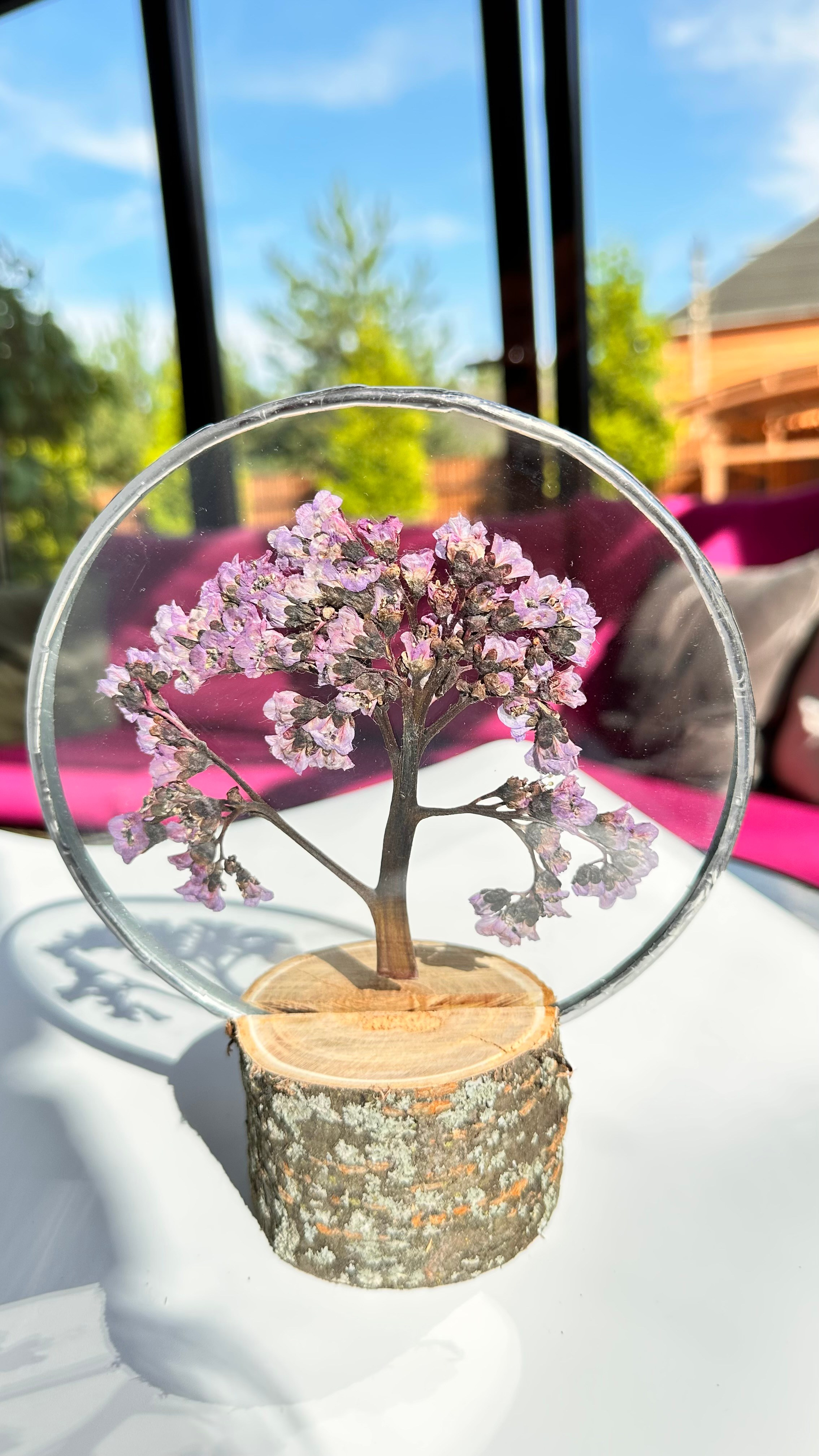 Бадан Круг 15 см. Оформляю пространства. Витражи с сухоцветами в технике Тиффани